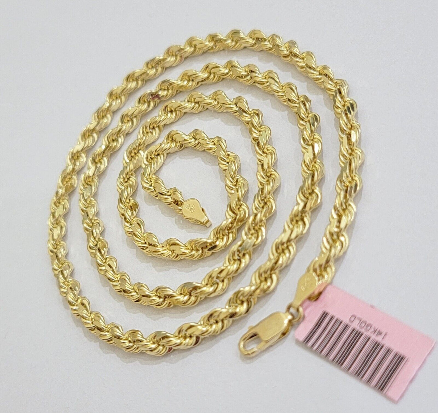 14k Yellow Gold Rope Chain Necklace SOLID Real 14kt 4mm 18 - 28 Inch Diamond Cut