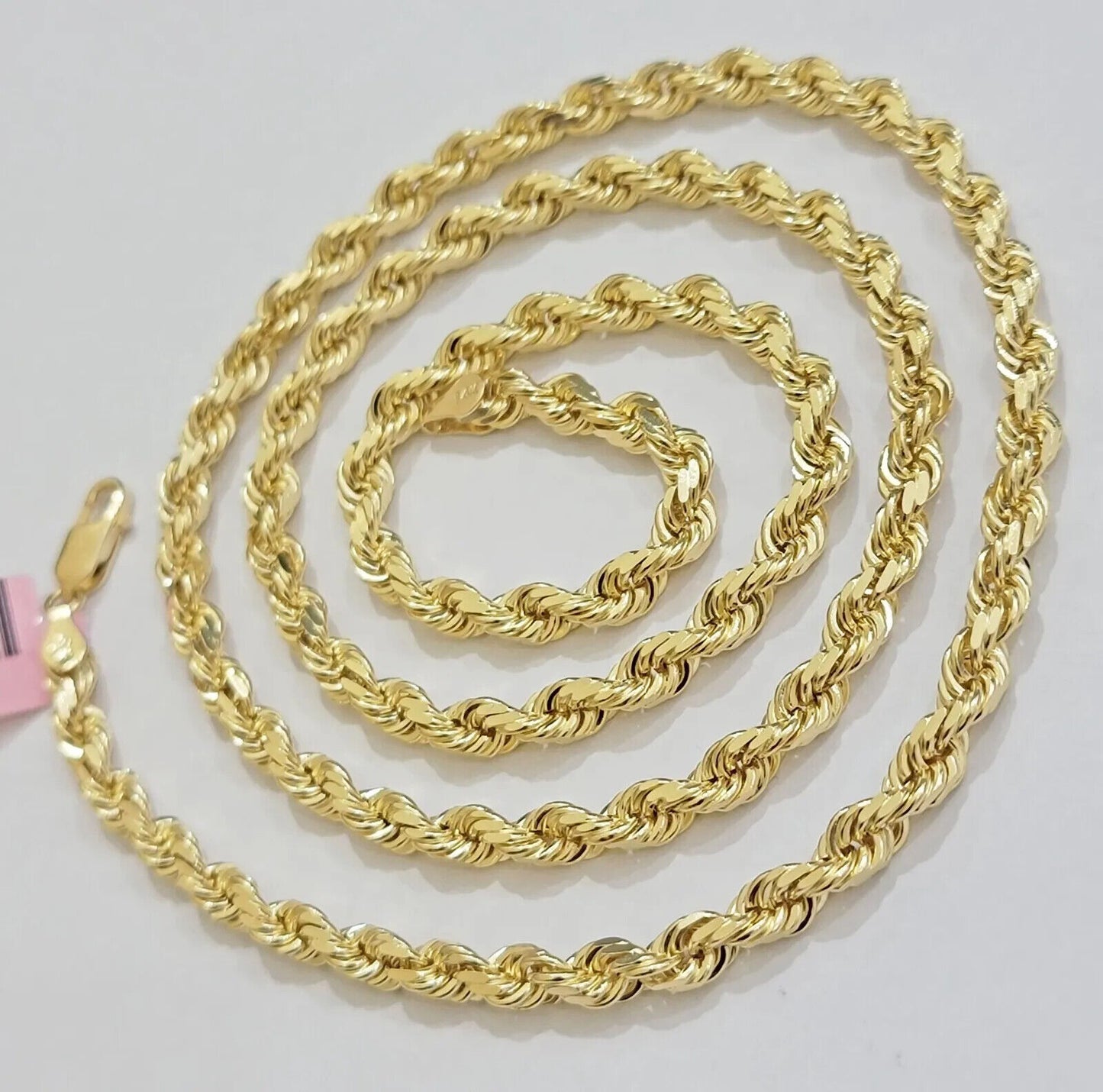 14k Yellow Gold Rope Chain Necklace SOLID Real 14kt 4mm 18 - 28 Inch Diamond Cut
