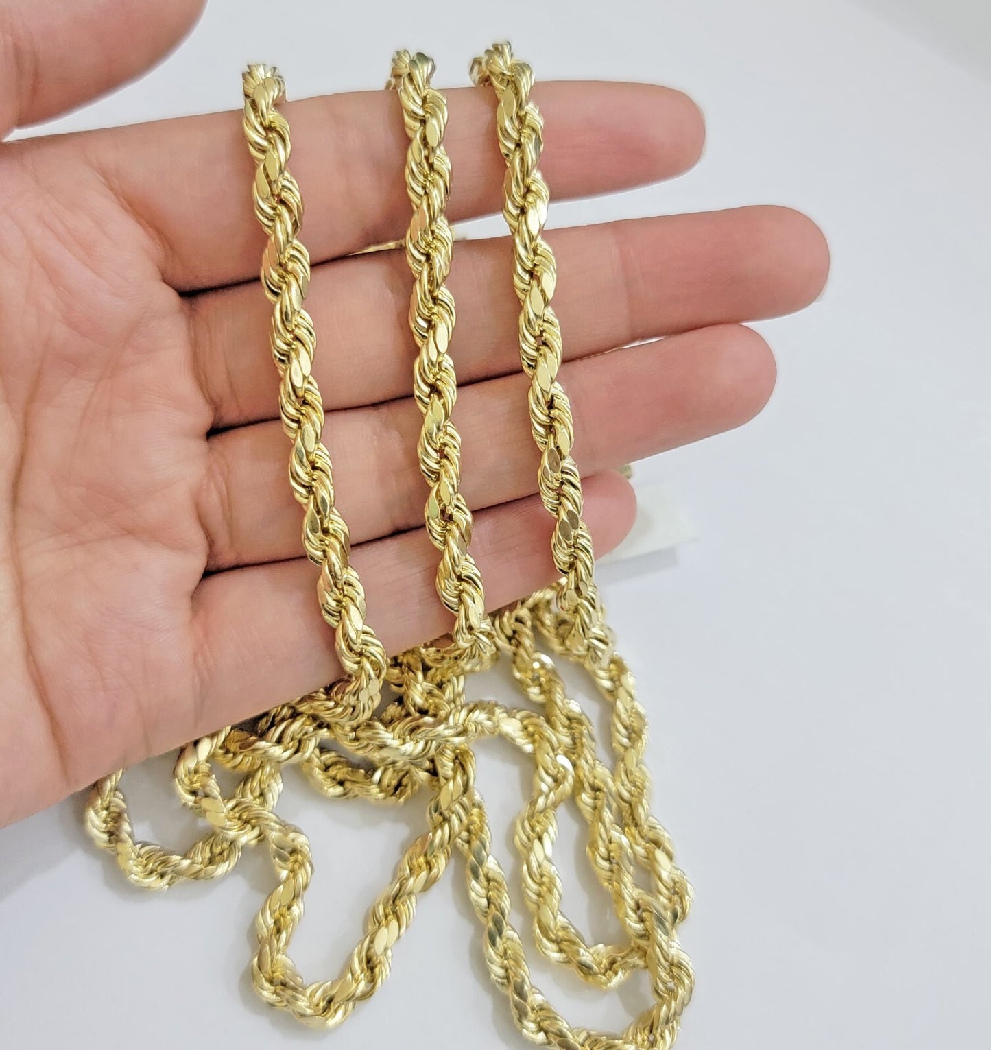 10k Yellow Gold Rope Chain Necklace 6mm 18-28 Inch Diamond Cuts Men's 10ktend