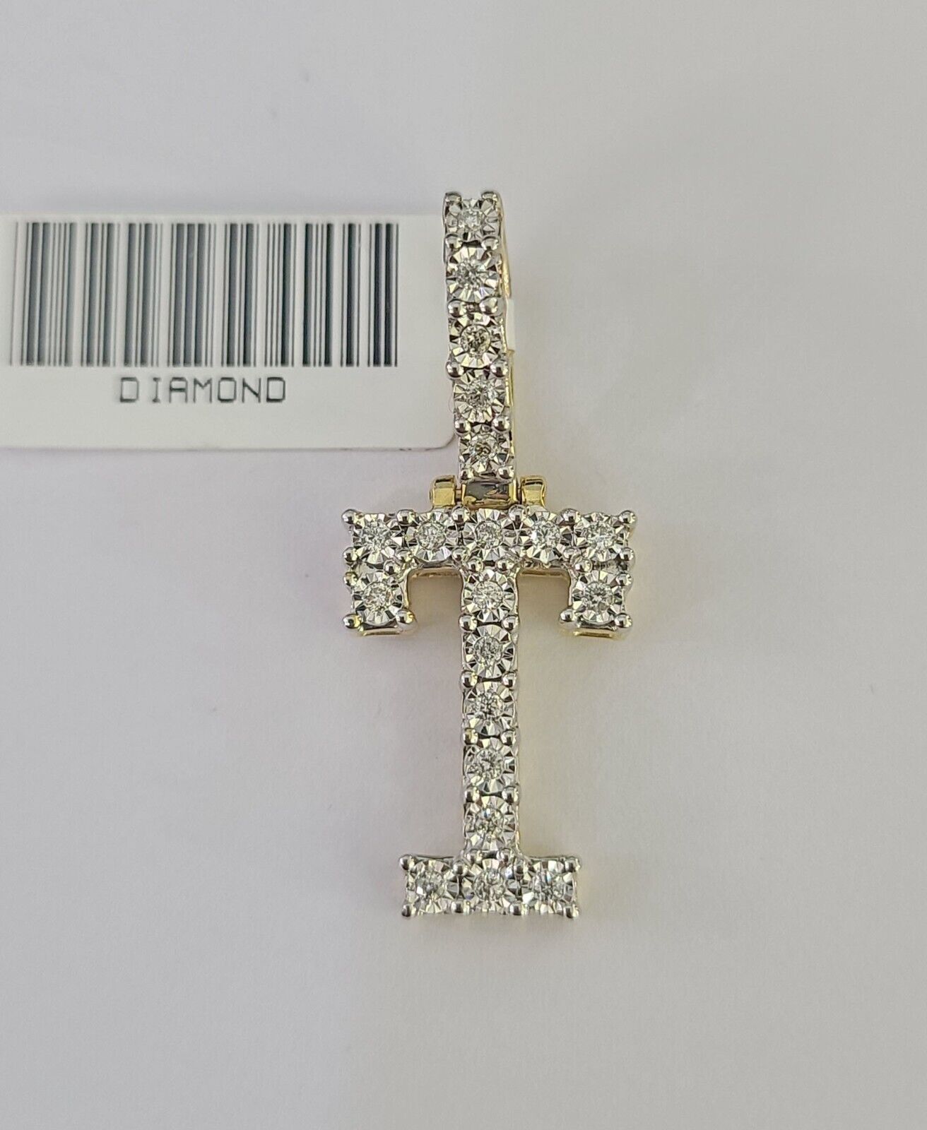 Real 10k Gold Necklace Chain Diamond T Alphabet Charm SET 3mm Miami Cuban Link