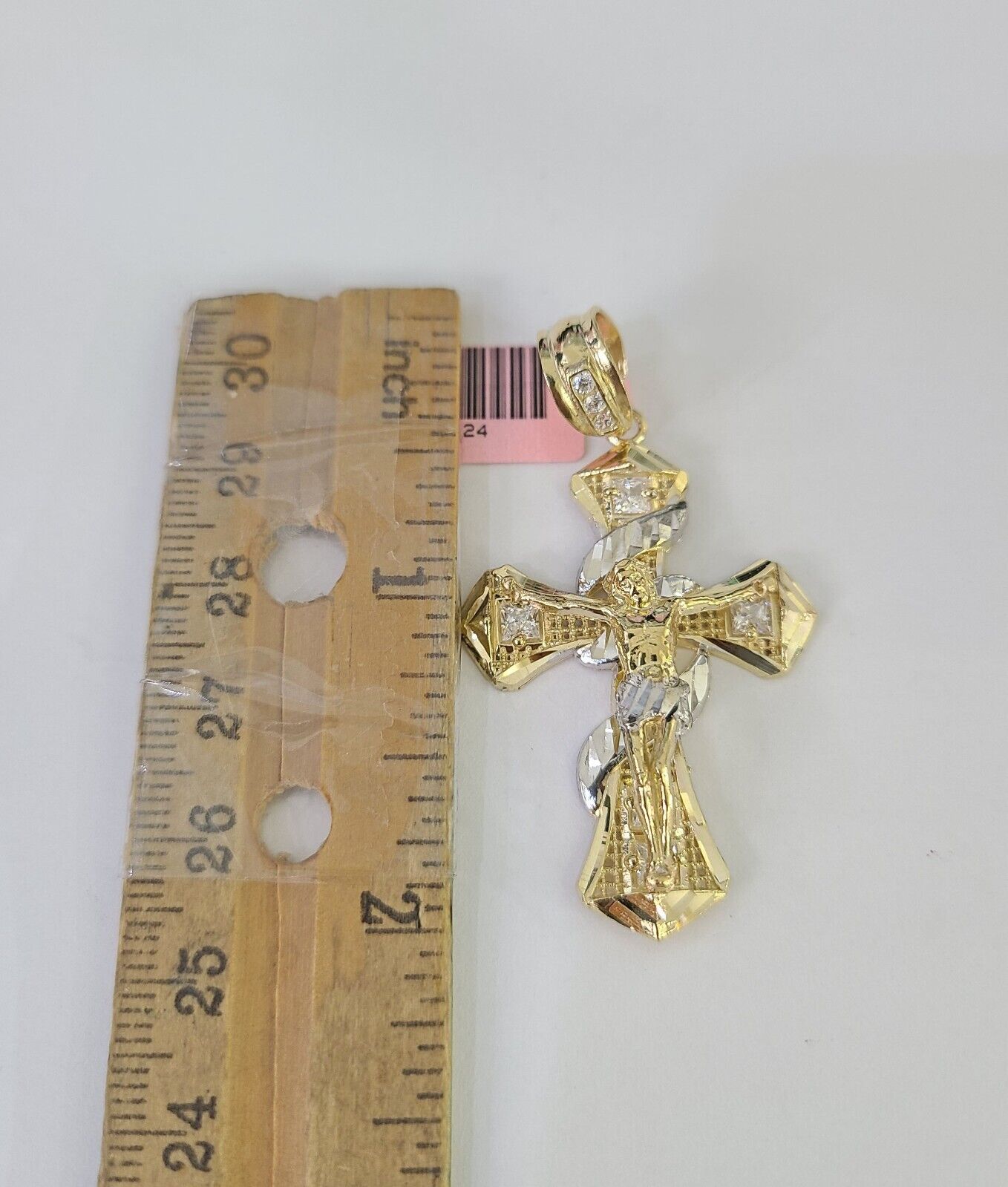 Real 14k Chain Cross Charm Set Miami Cuban Link 4mm Necklace Pendant 20"