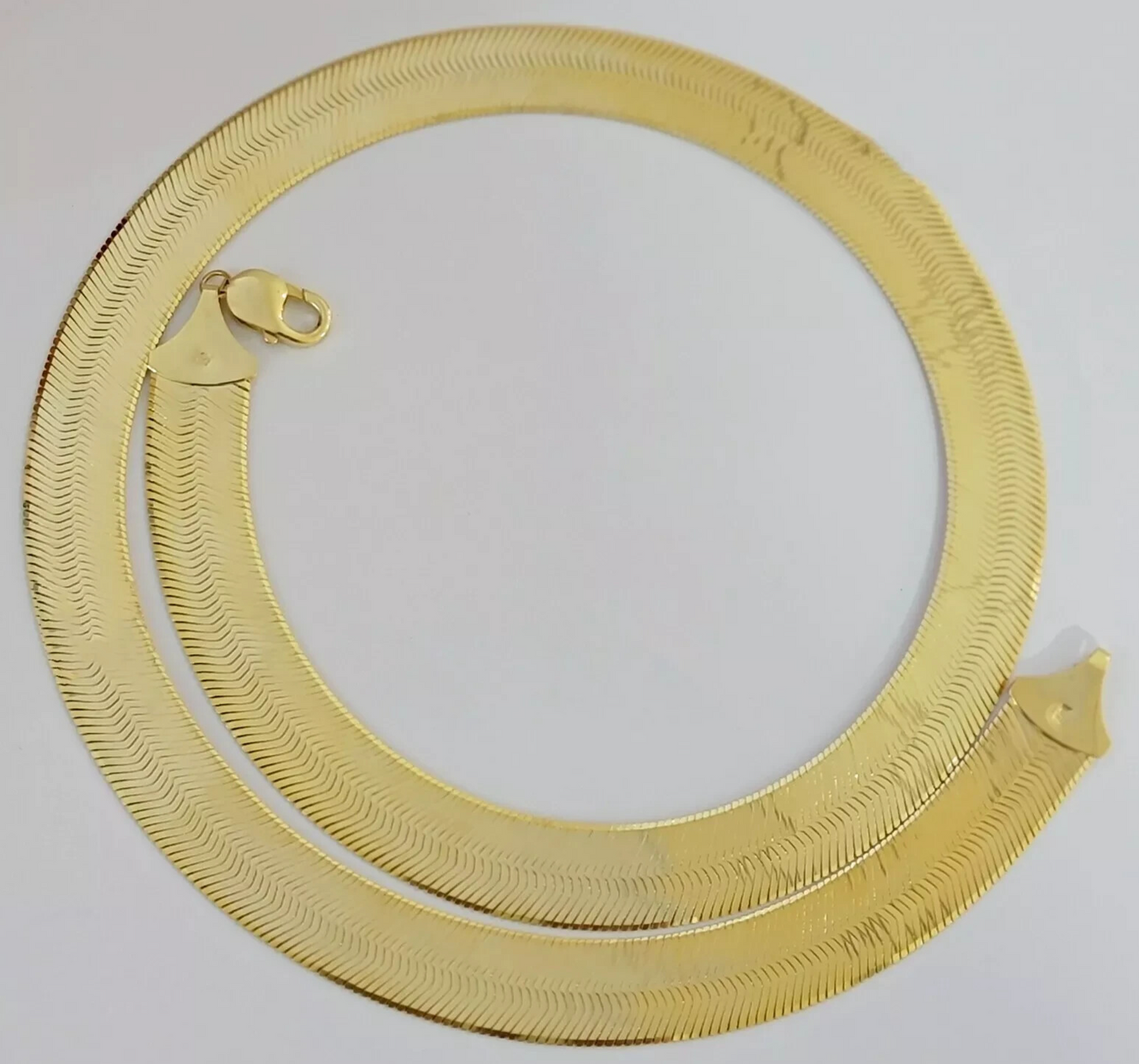 Real 10k Yellow Gold Herringbone Chain Necklace 15mm 22Inch Solid 10kt Men Women