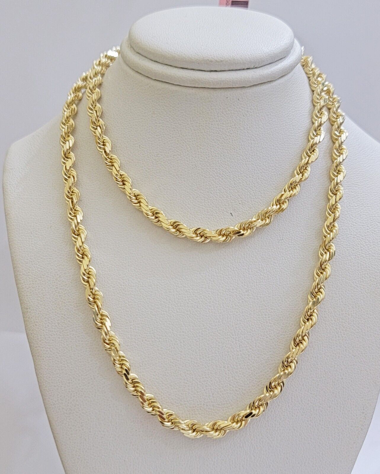 Real 14k Gold Rope Chain Necklace 5mm 18 - 28 Inch 14kt Yellow Gold Diamond Cut