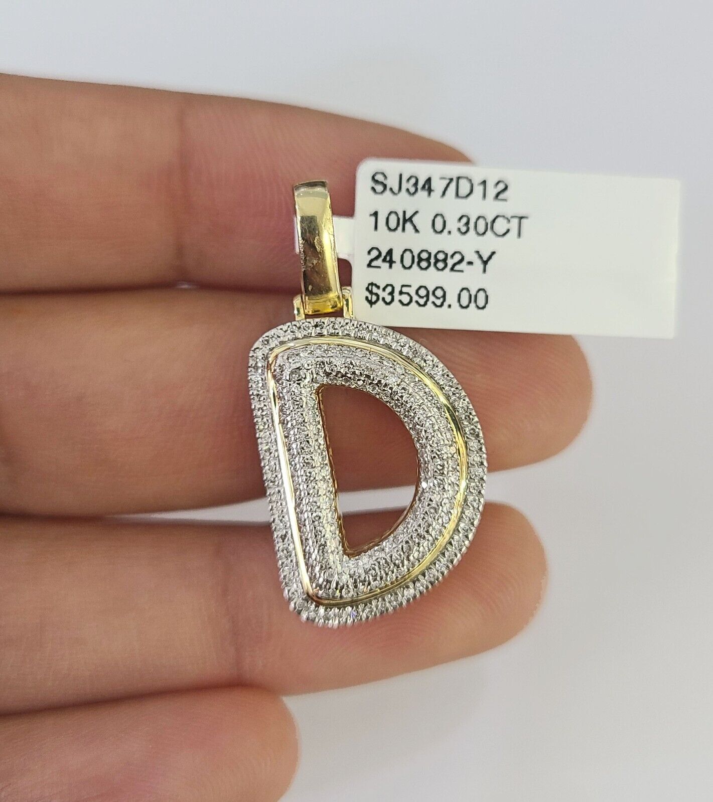 Real 10k Gold Necklace Chain Diamond D Alphabet Charm SET 3mm Miami Cuban Link