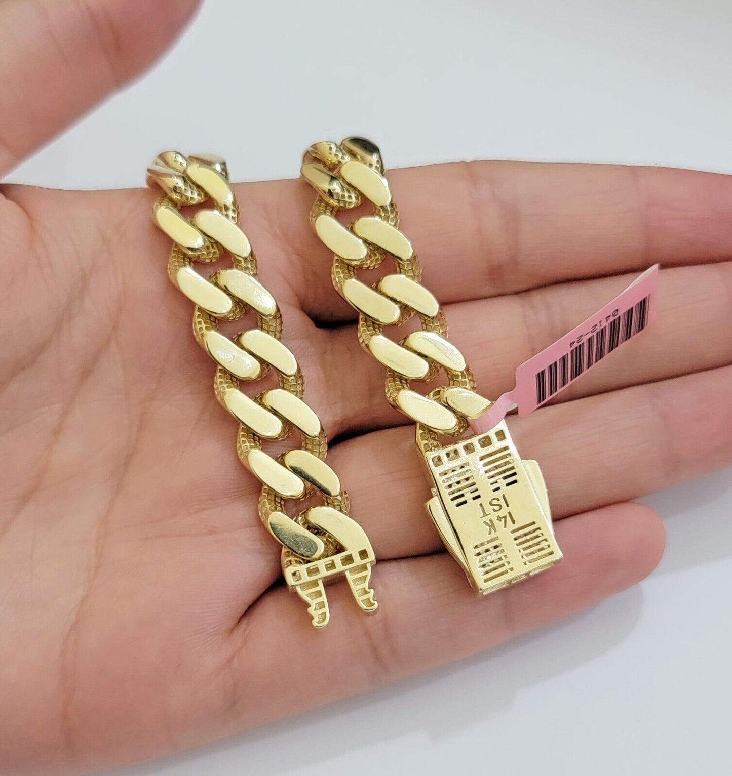 Real 14k Gold Bracelet 11mm Miami Cuban Link 7.5 inch Men Women 14kt Yellow Gold