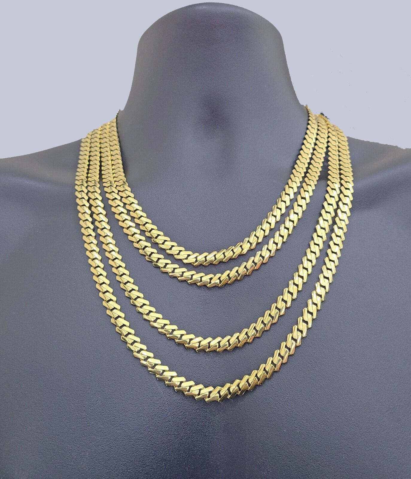 Real 10K Yellow Gold Royal Monaco Chain 8mm chain Necklace Unisex 20-26'' inches