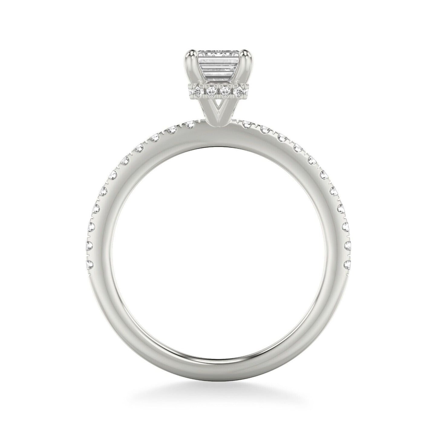 Real 14k White Gold IGI Certified 1.25CT Lab Created VS Diamond Ring Emerald Cut