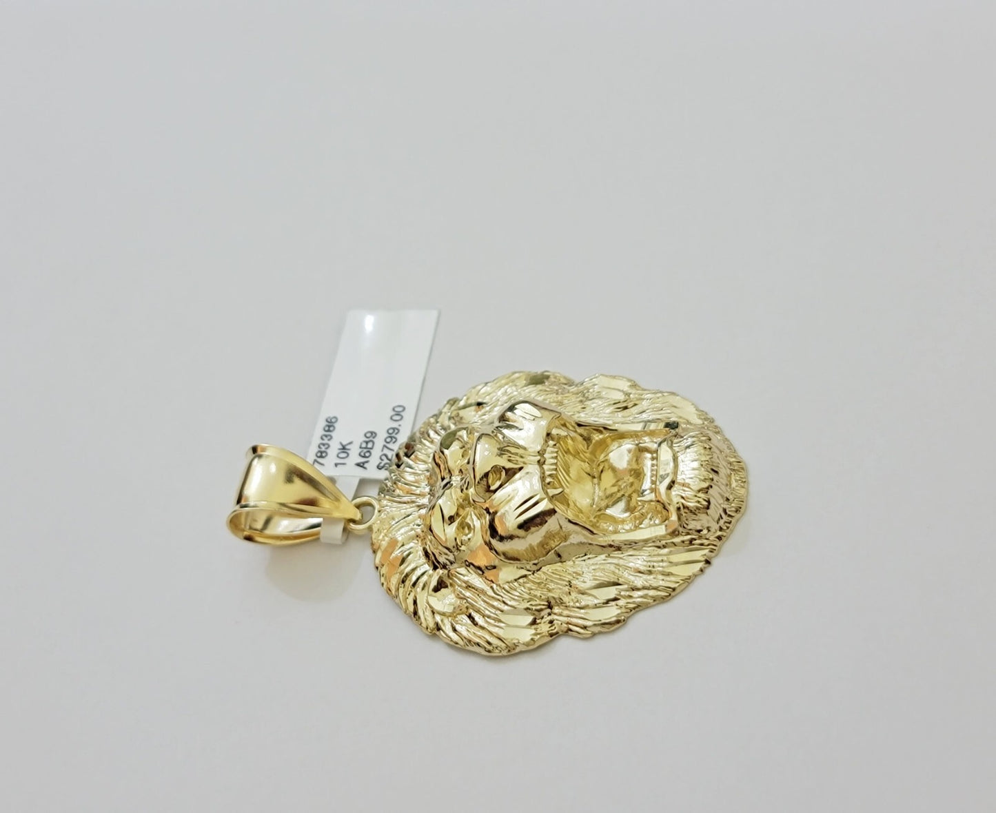 Real 10k Yellow Gold charm Pendant Lion Head 2 Inch For Men's 10KT / CAL