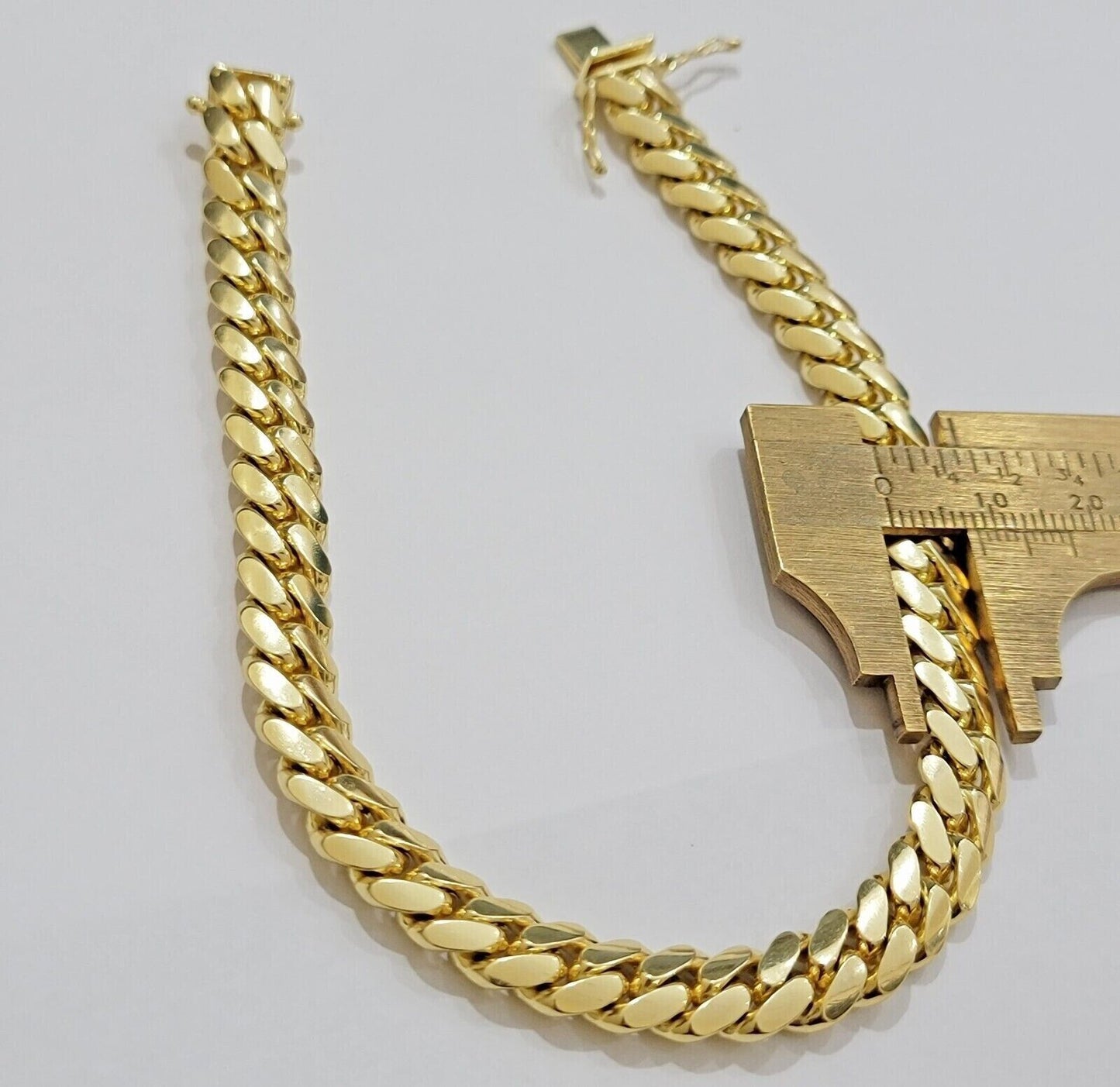 Solid 14k Yellow Gold Cuban Link Bracelet 8mm 7.5 Inch REAL Miami Links Foe Mens