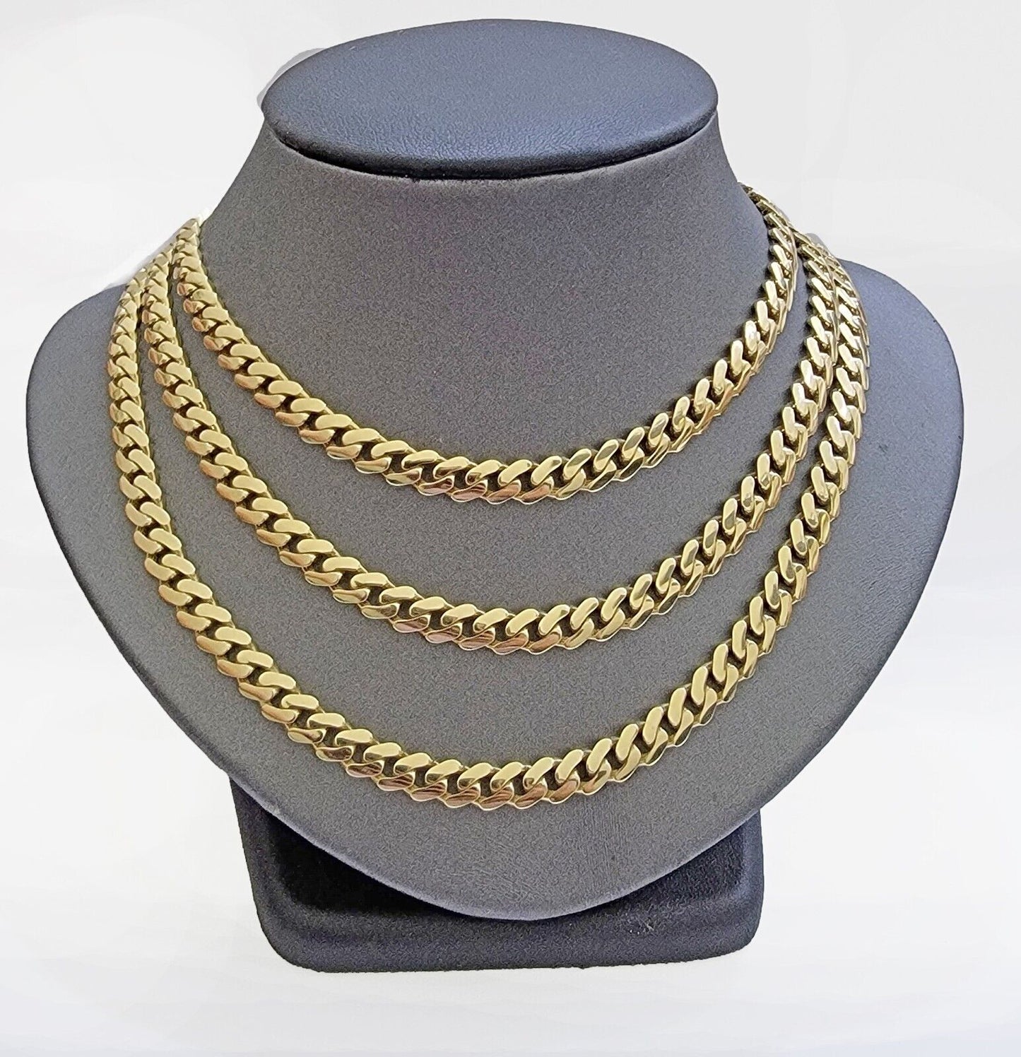 Real 14K Yellow Gold Chain Necklace Royal Monaco Cuban Link 7mm 20"- 24" ,Hollow
