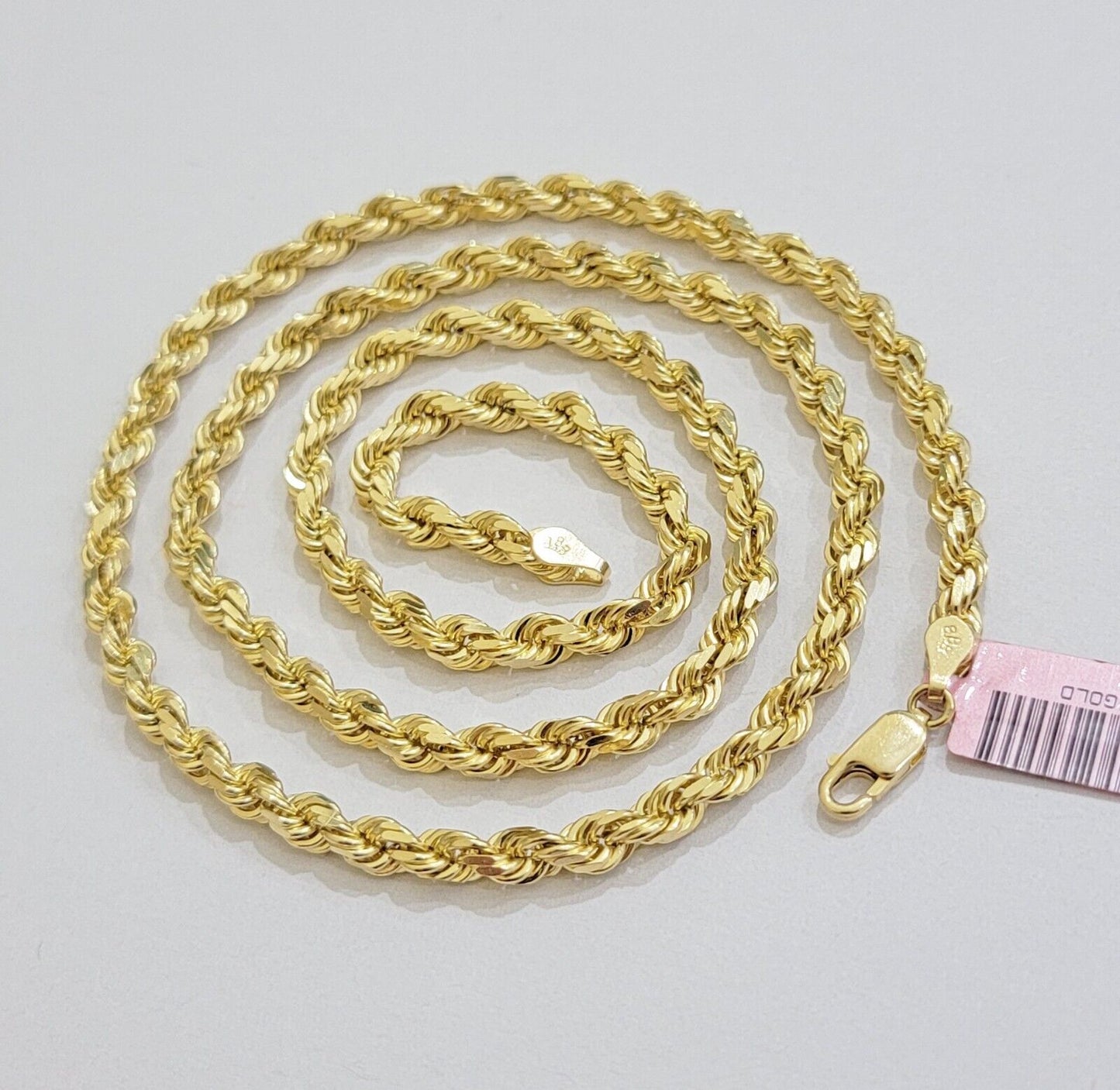 14k Yellow Gold Rope Chain Necklace SOLID Real 14kt 4mm 18 - 28 Inch Diamond Cut