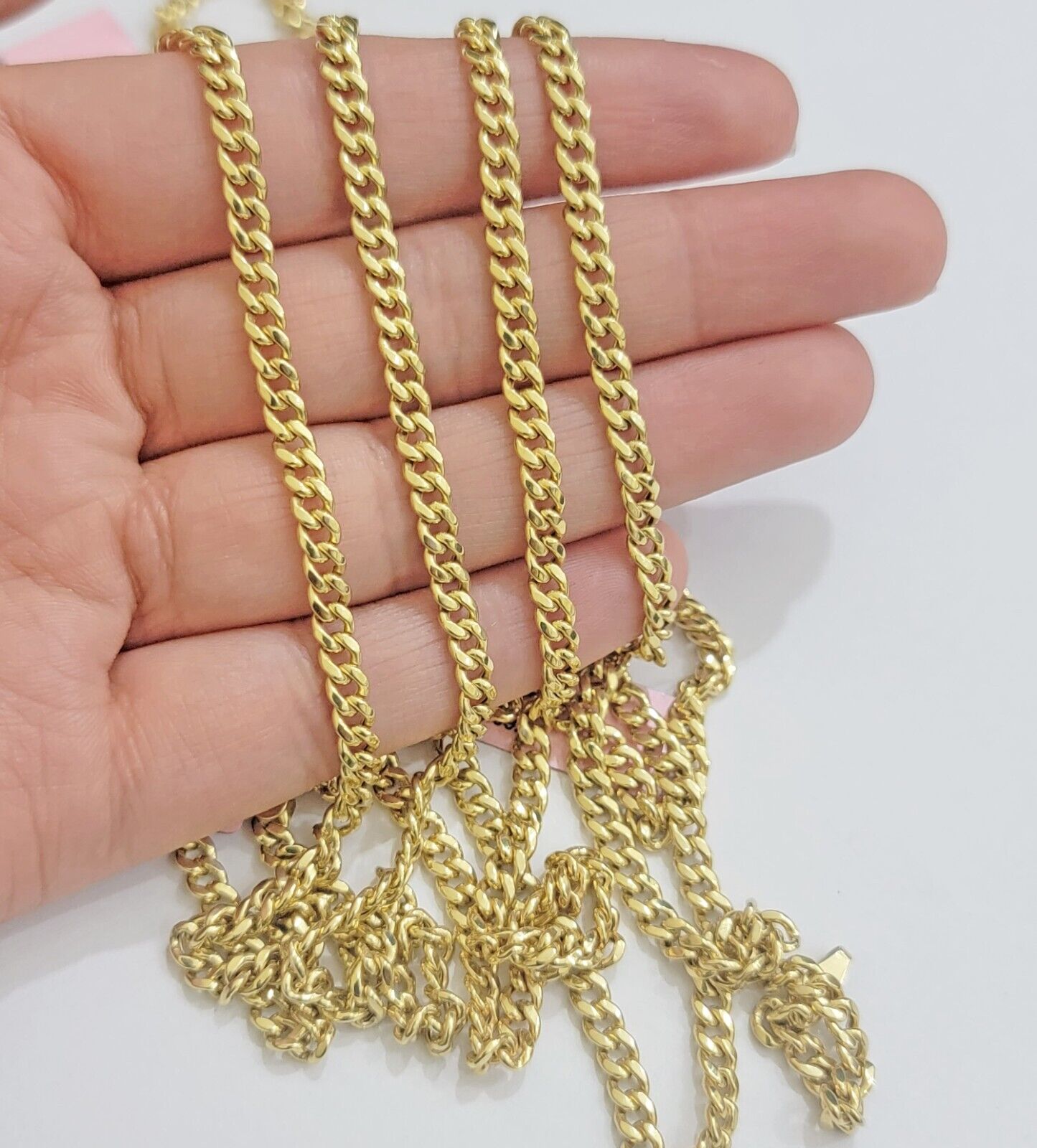 Real 14K Yellow Gold Chain Necklace Miami Cuban Link Chain 3.5mm 18" - 26'' Inch