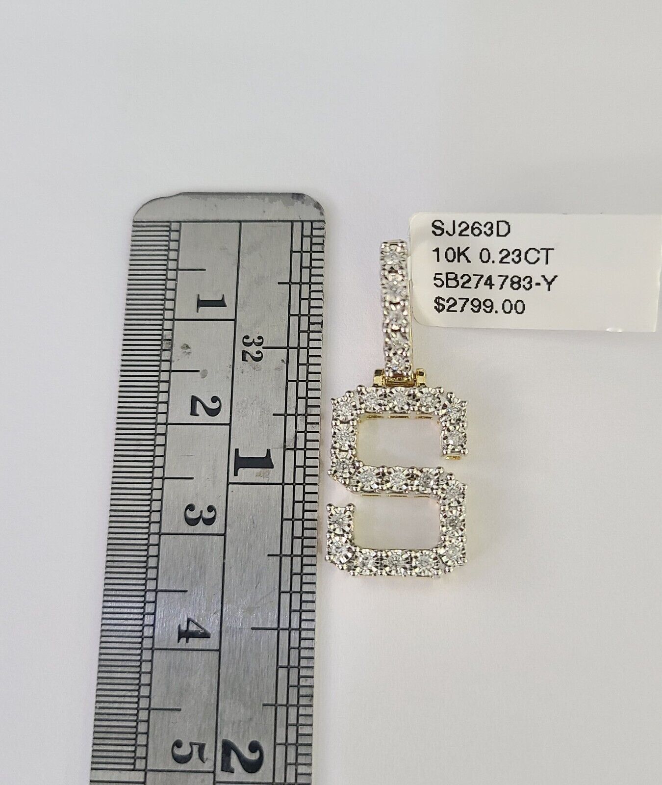 Real 10k Gold Necklace Chain Diamond S Alphabet Charm SET 3mm Miami Cuban Link