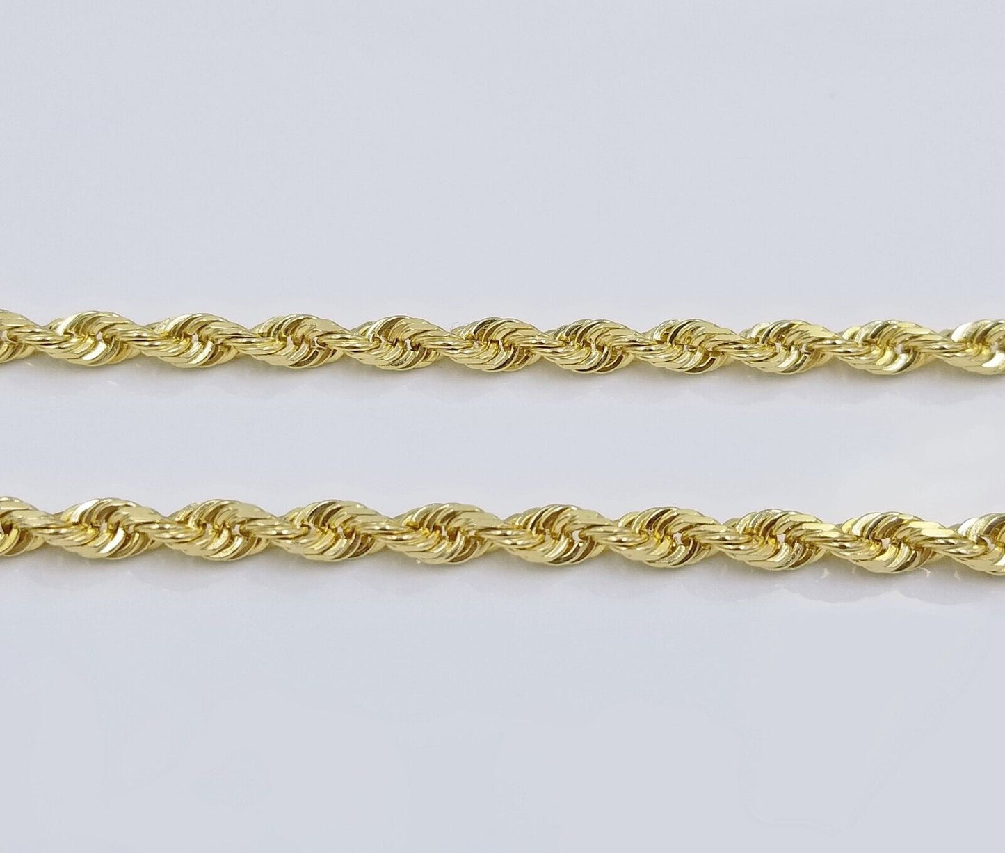 Solid 10k Yellow Gold Rope Chain Necklace 24" inch 3.5 mm Diamond cuts Real 10kt