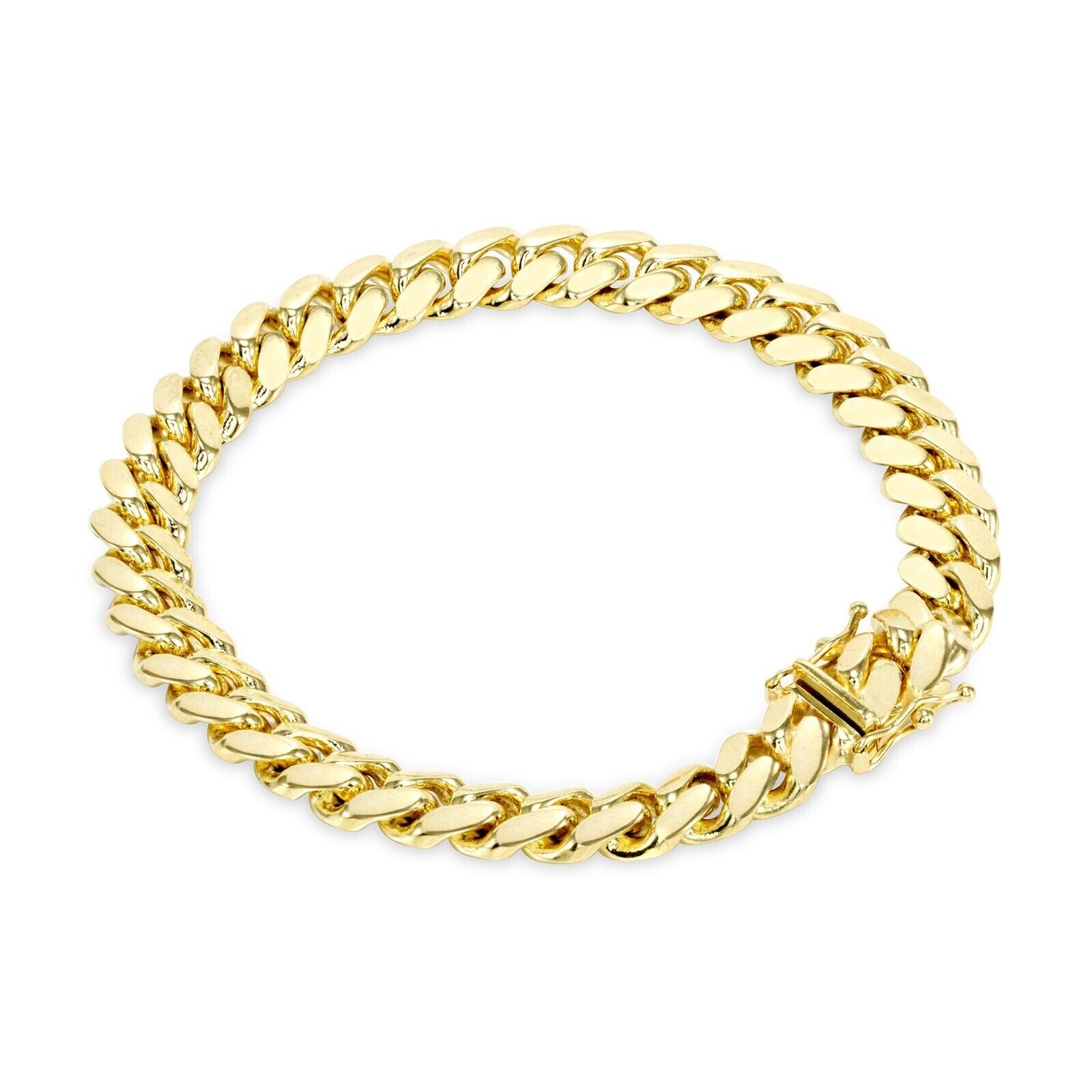 14k Yellow Gold Miami Cuban Link Bracelet 7.5 inch 8mm Real 14kt Kids and Ladies