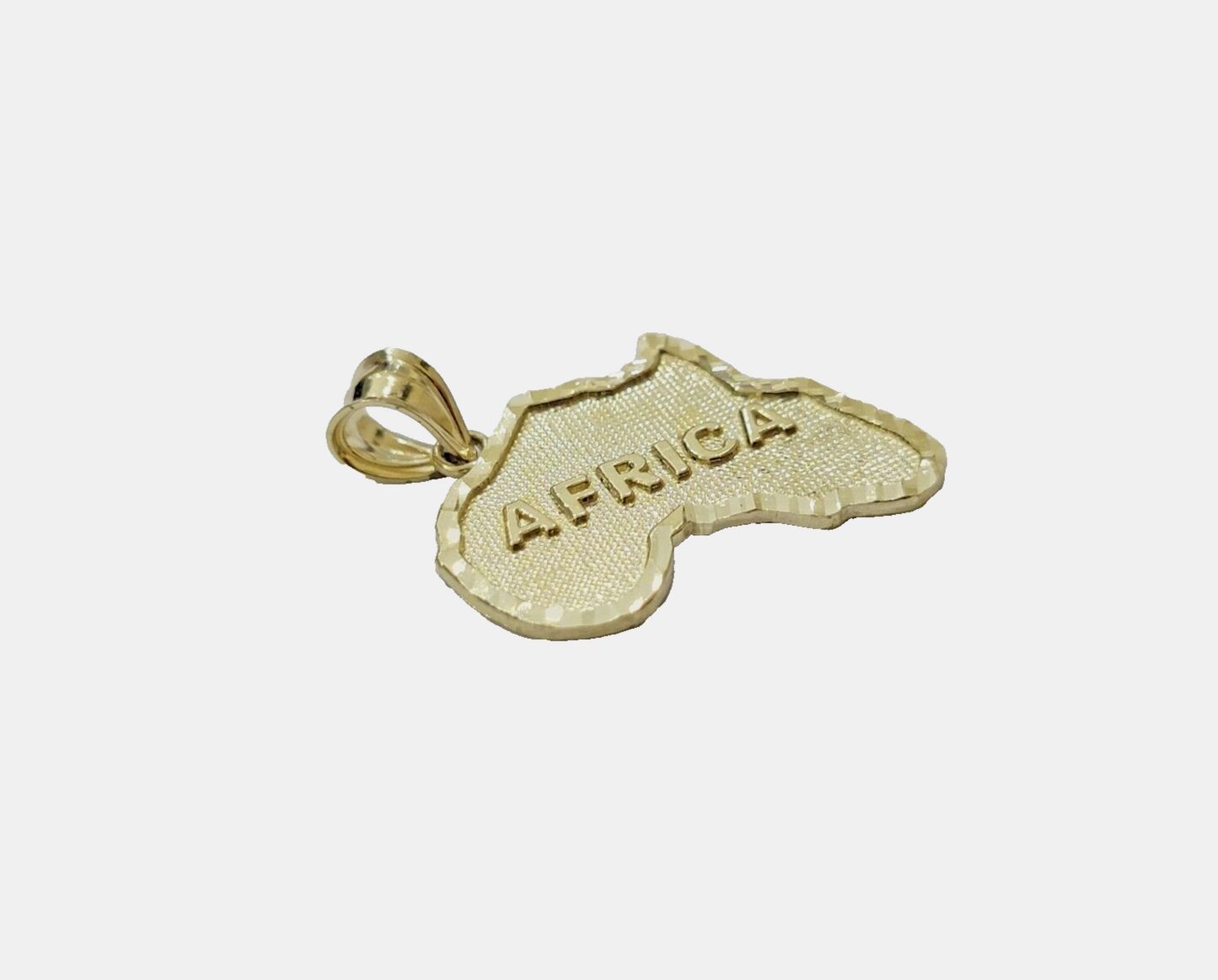 Real 10k Yellow Gold Africa Map Charm 1 Inch Pendant 10kt Chain & Necklace SALE