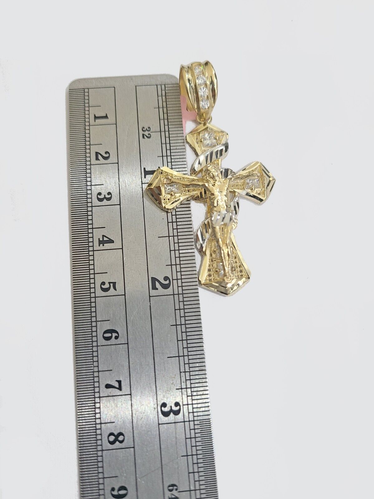 Real 14k Yellow Gold Rope Chain 5mm 18'' Necklace Jesus Cross Charm Pendant 14kt