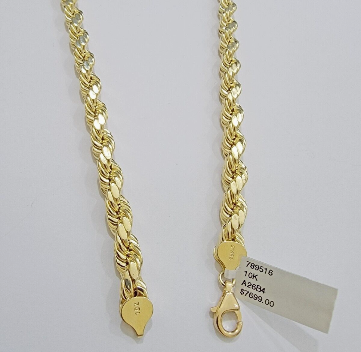10k Yellow Gold Rope Chain Necklace 28 Inch 8mm Diamond Cuts Men's REAL 10KT