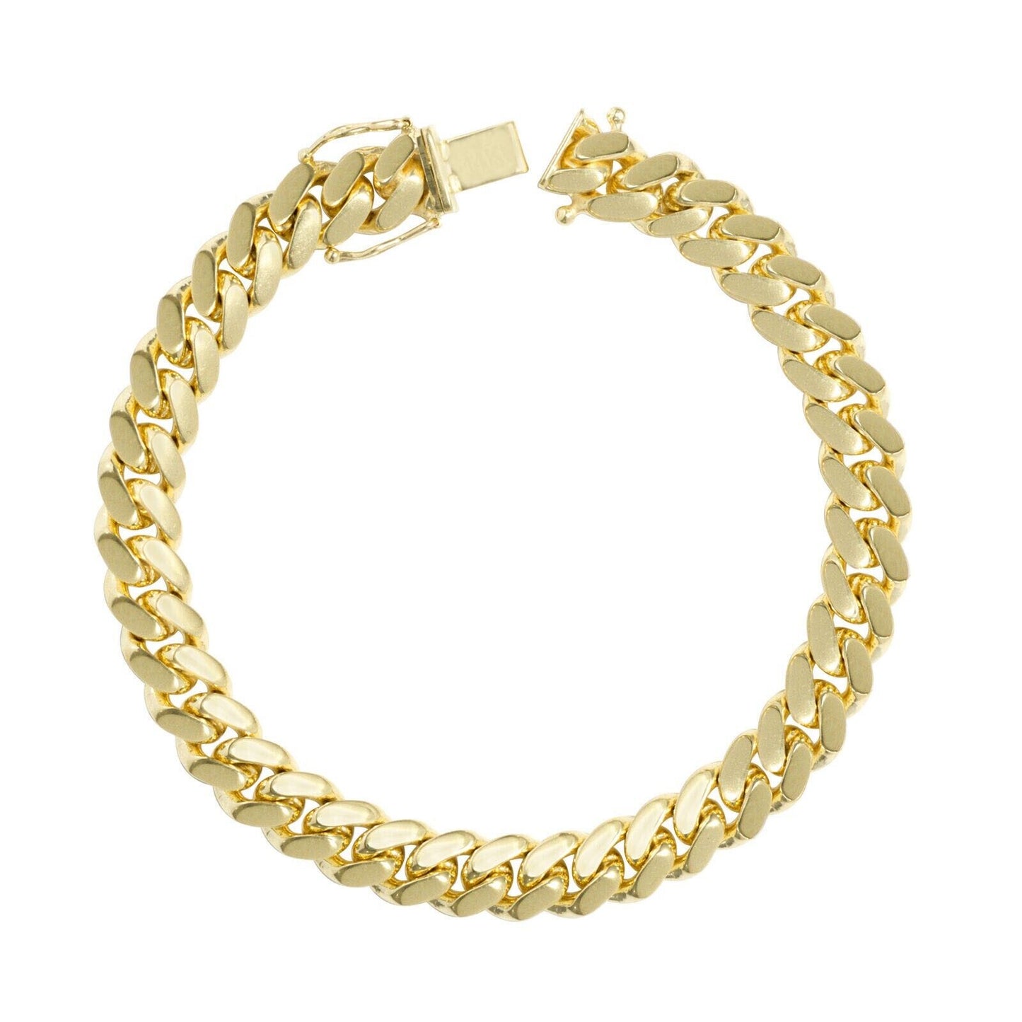 14k Yellow Gold Miami Cuban Link Bracelet 9 inch 8mm Real 14kt Box Lock For Men