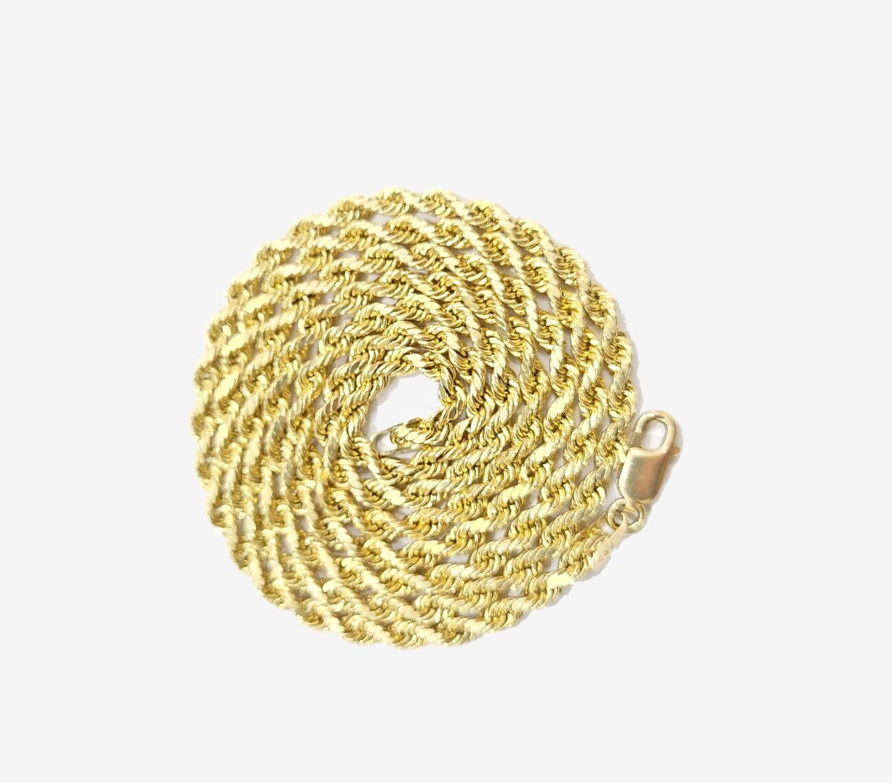 Real 10k Yellow Gold Rope Chain 28'' Necklace Praying Hand Cross Charm Pendant