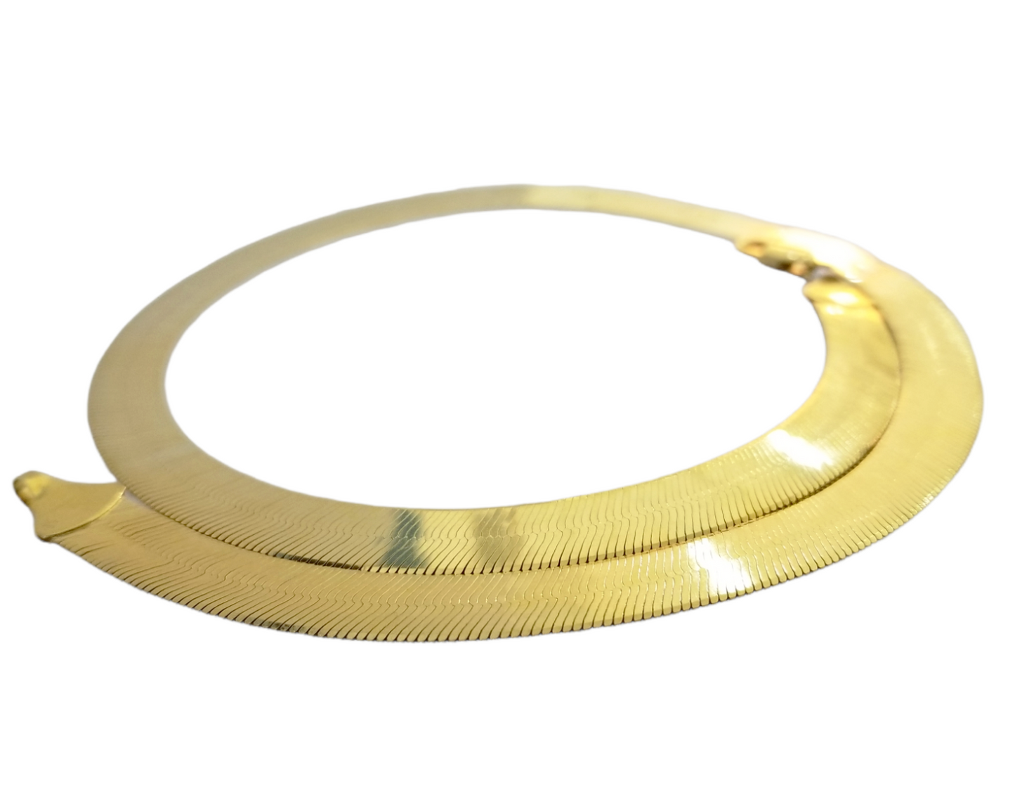 Real 10k Yellow Gold 9mm Herring Bone Chain Necklace 22" Inch Lobster lock