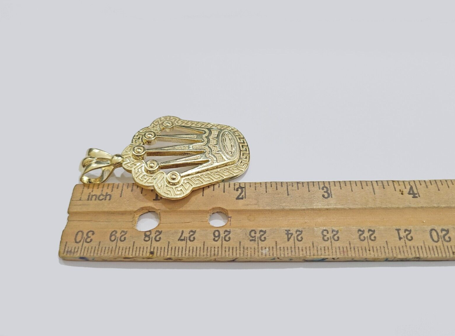 Real 10k Gold Crown Charm Pendant 10kt Yellow Gold 2 Inches For Chain & Necklace