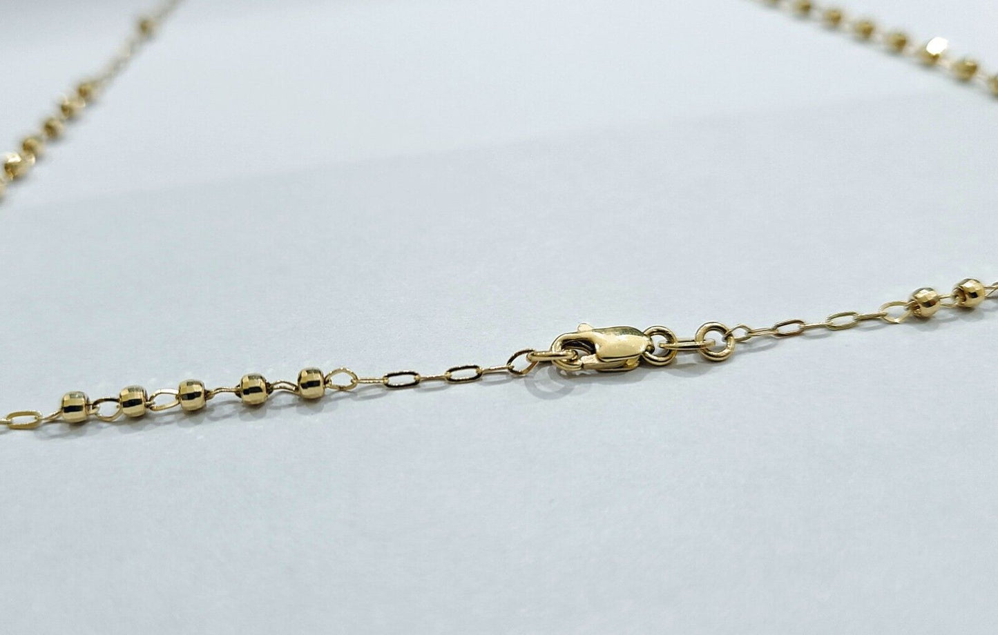 Real 14k Yellow Gold 2mm Rosary Chain 18" inch Necklace And Jesus cross Pendant