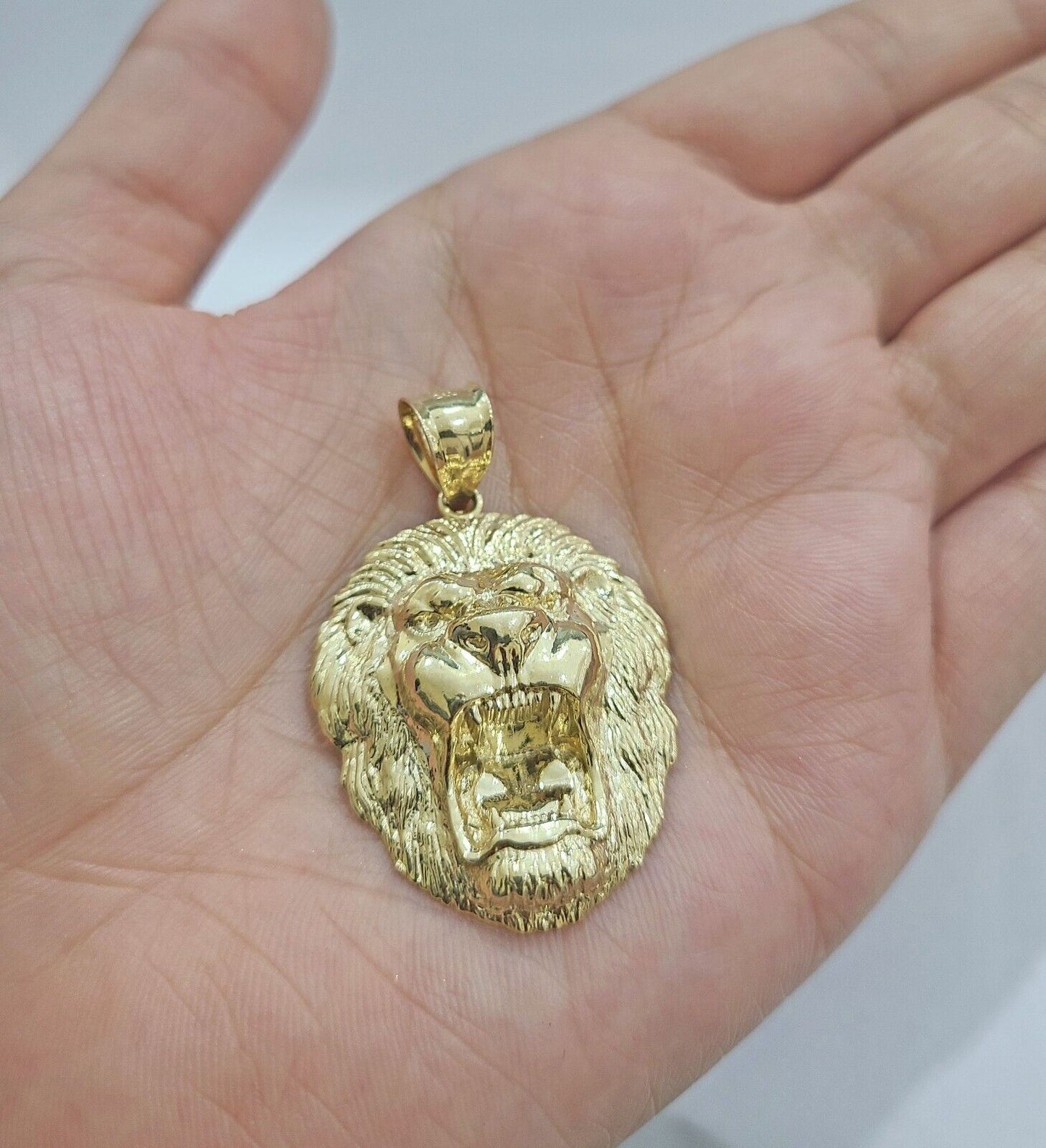 Real 10k Yellow Gold Milano Rope Chain 26'' Necklace Lion Head charm pendant