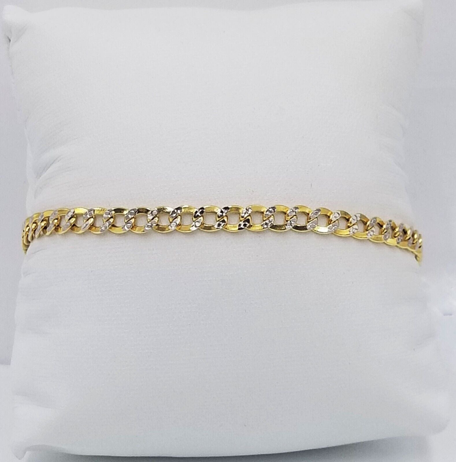 Real 10k Yellow Gold Cuban Curb link Bracelet 4mm 7" Inches Diamond Cut 10kt
