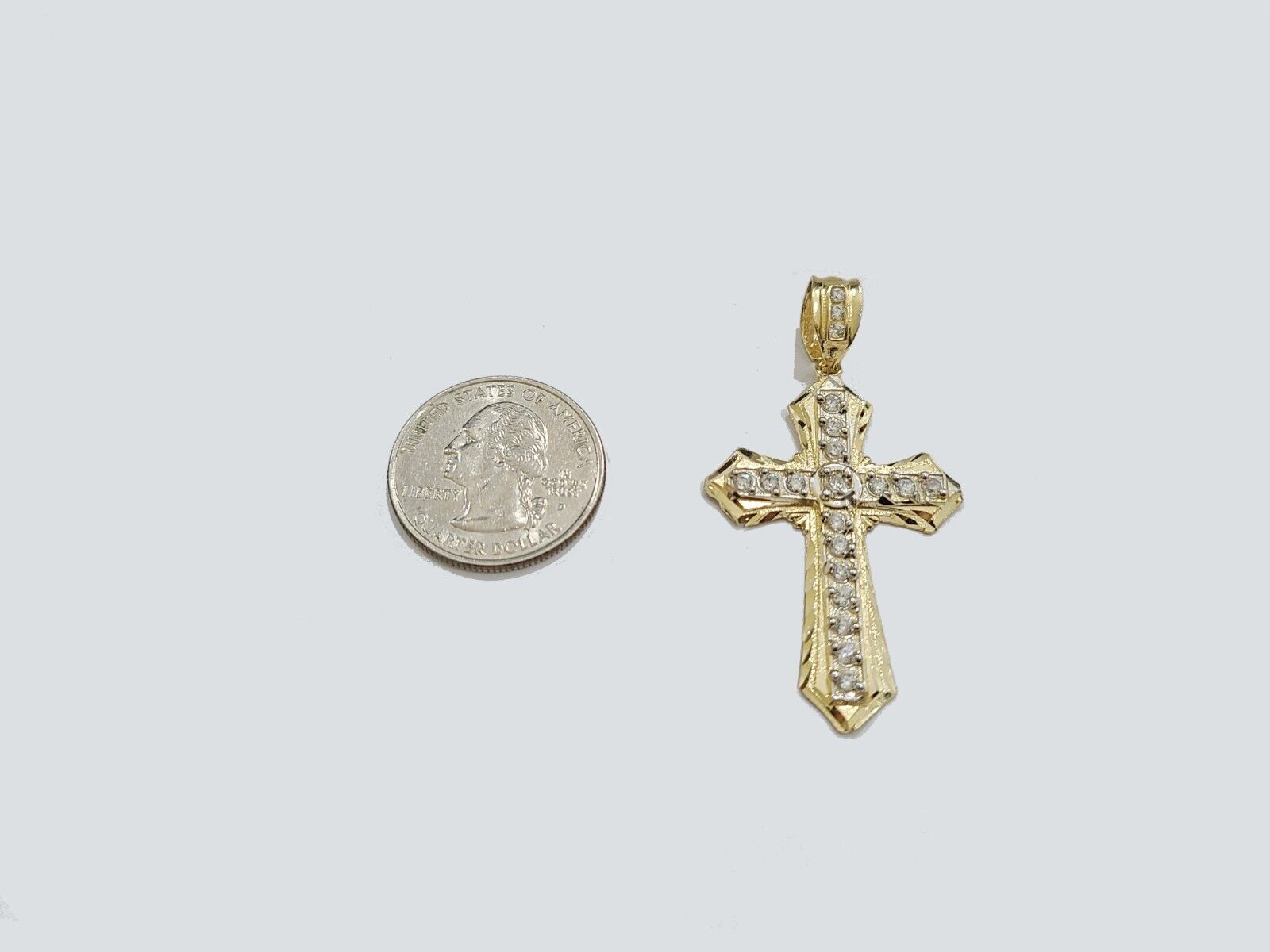 Real 10k Yellow Gold Cross Charm Rope Chain Necklace 4mm 26'' Pendant 10kt Jesus