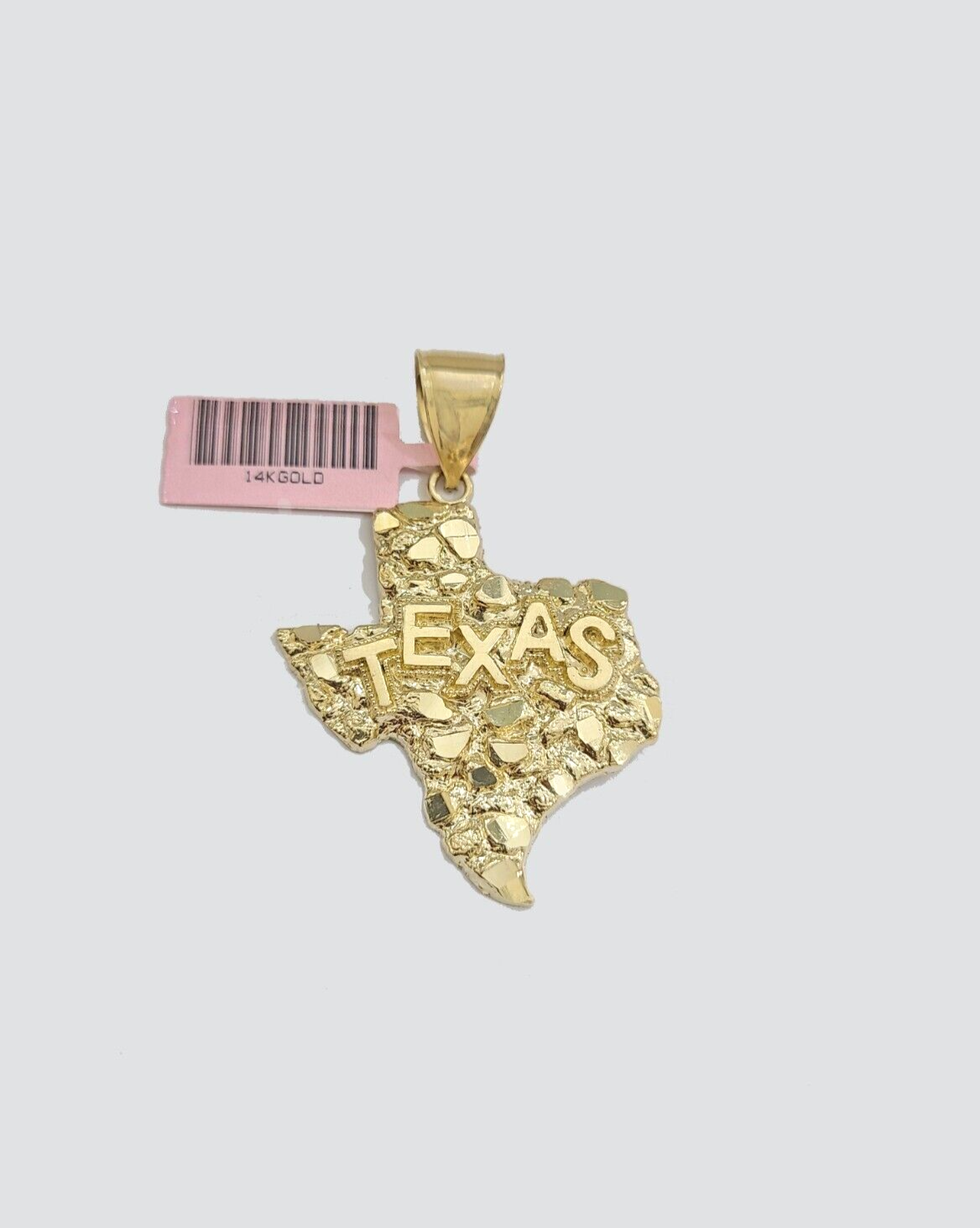 14k Yellow Gold Rope Chain 26'' Inch Necklace Texas Map Charm Pendant Real 14kt