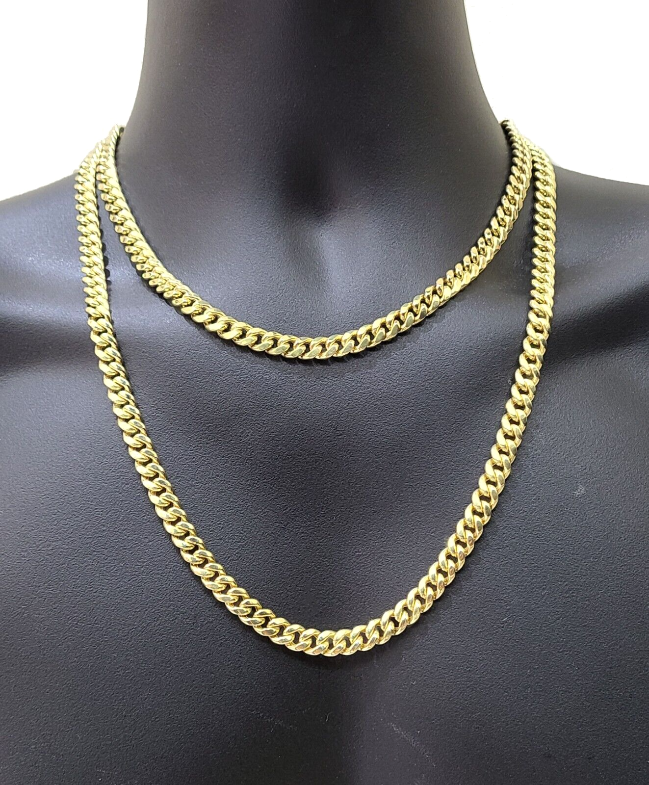 14k Yellow Gold Miami Cuban Link Chain 8mm 18" Necklace Box Lock Choker Real