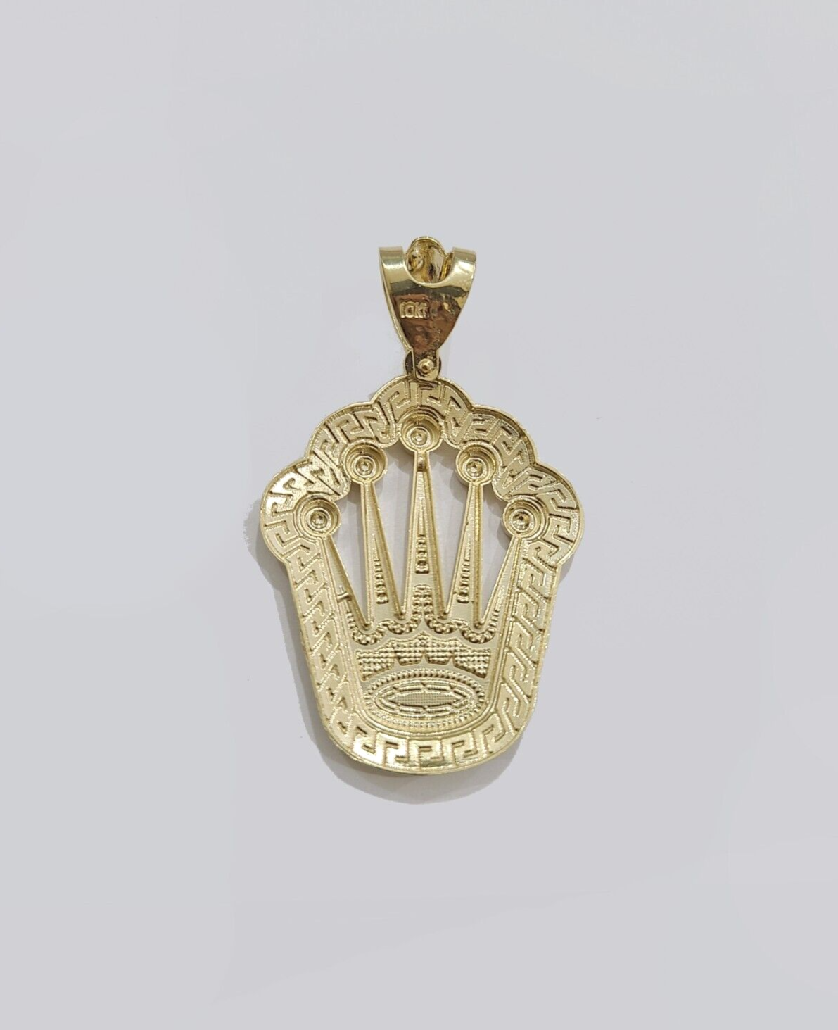 Real 10k Gold Crown Charm Pendant 10kt Yellow Gold 2 Inches For Chain & Necklace