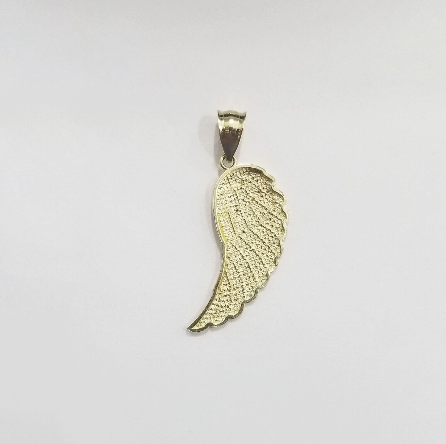 Real 10k Yellow Gold Diamond Cut Angel Wing Charm Pendant 10kt Men Women