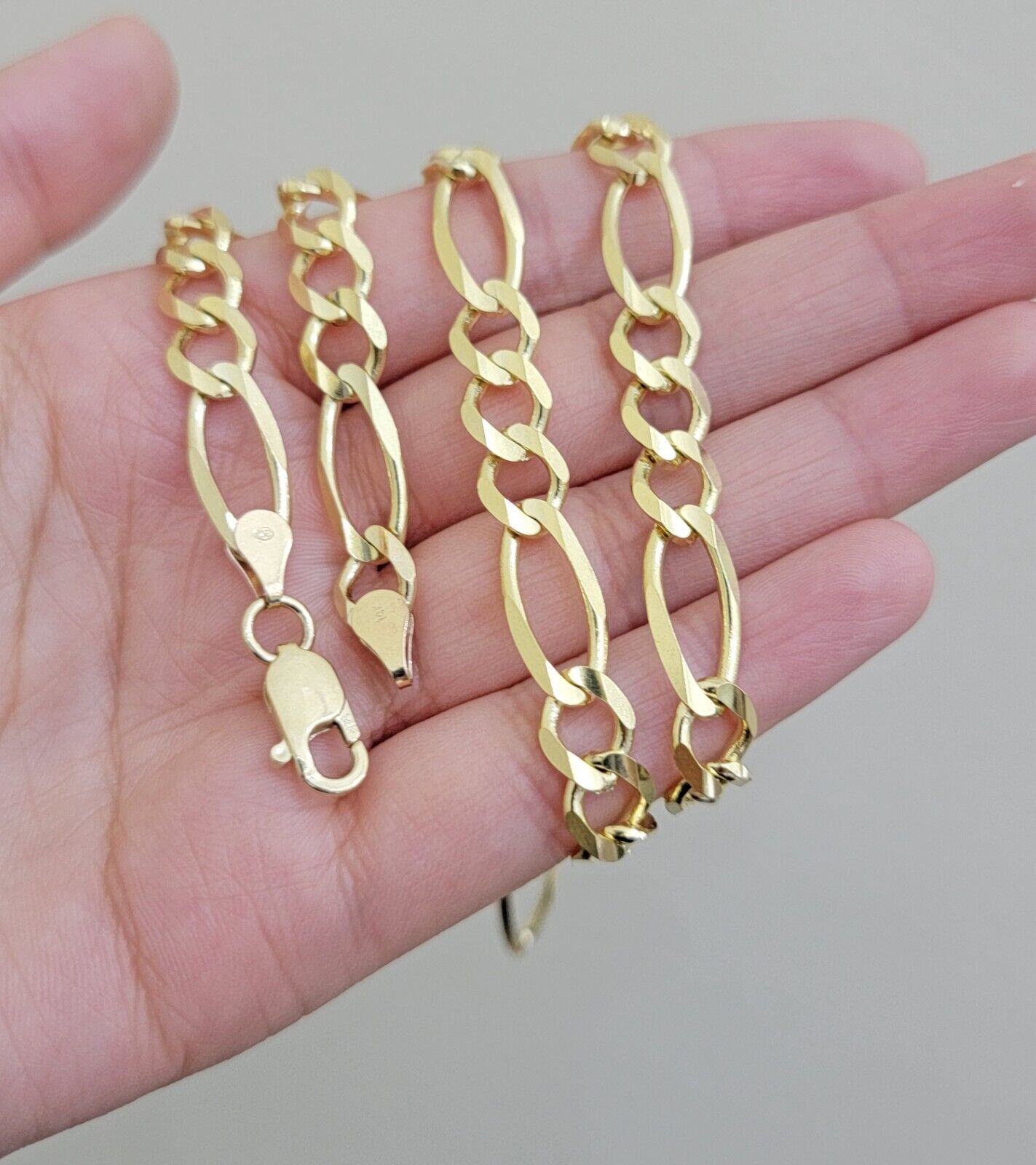 8mm Solid 14k Yellow Gold Figaro chain Necklace 24 Inch Men's REAL 14kt HEAVY