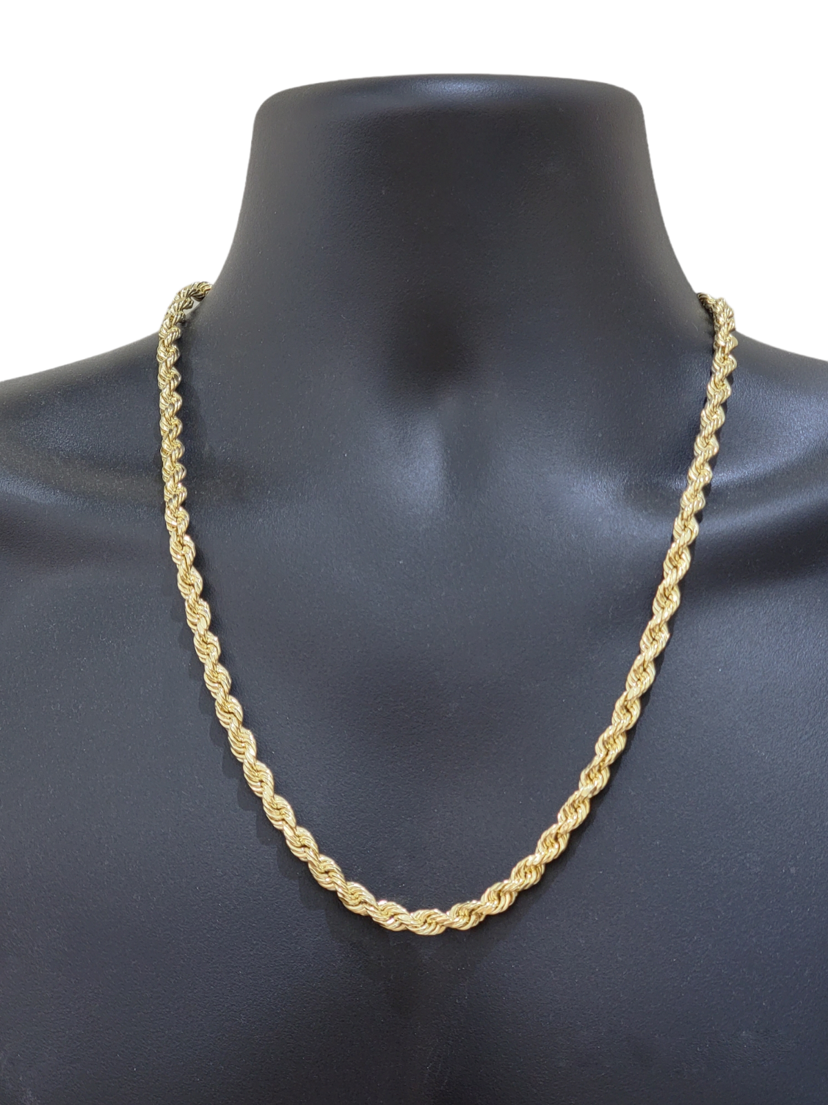 Real 14k Yellow Gold Necklace Rope Chain 5mm 22" inch 14kt Men's Chain For Charm