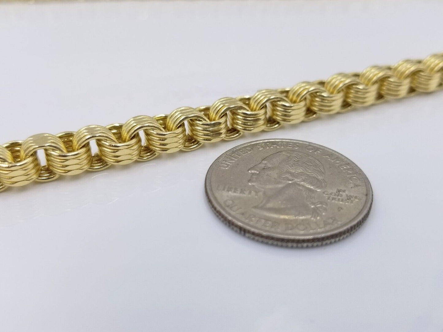 Real 10k Yellow Gold Box Byzantine Necklace 6mm 24" inch For Men 10kt Chain