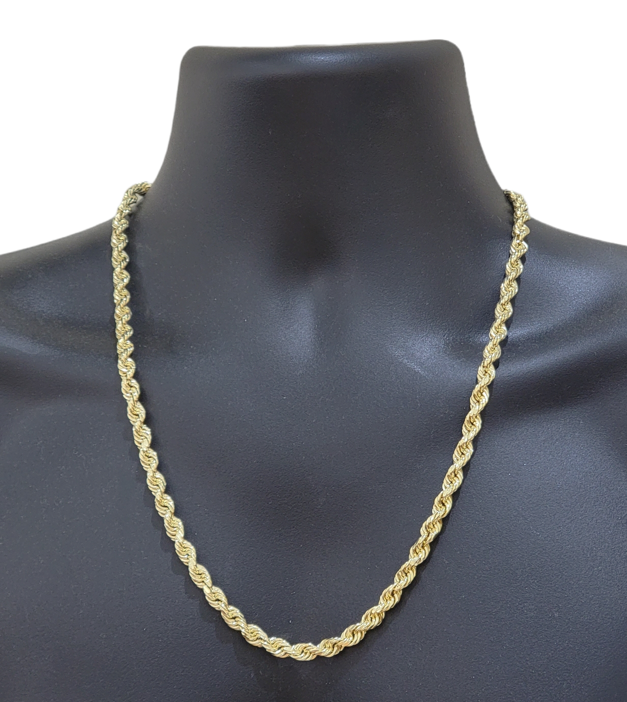 Real 14k Yellow Gold Necklace Rope Chain 5mm 22" inch 14kt Men's Chain For Charm