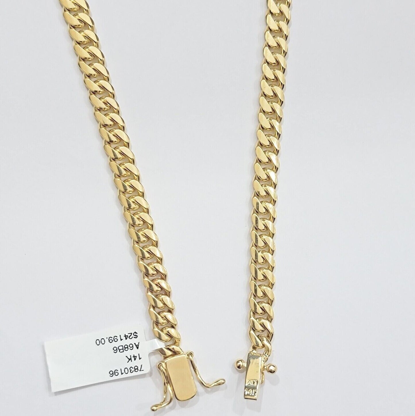 Real 14k Yellow Gold Miami Cuban Link Chain 6mm 24" Necklace 14kt solid Box lock