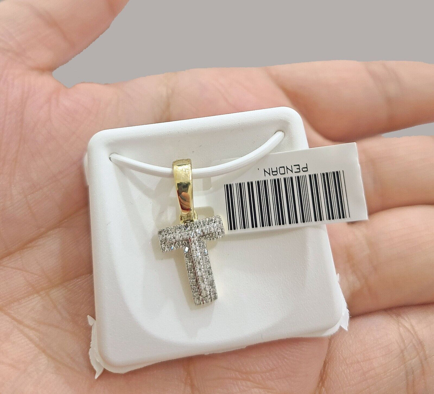 Real 10K Yellow Gold Initials Diamond Cut Charm A-Z Pendant Alphabets