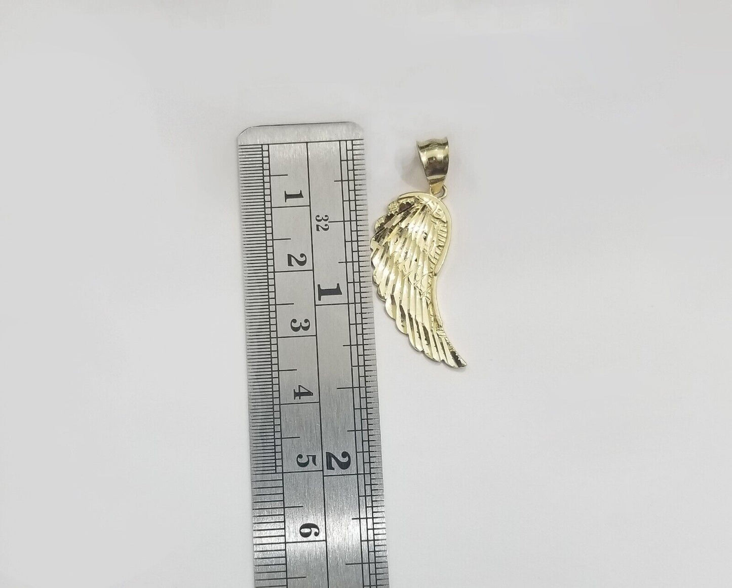 Real 10k Yellow Gold Diamond Cut Angel Wing Charm Pendant 10kt Men Women