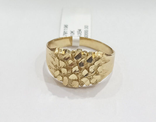 Real 10k Yellow Gold Nugget Ring Band size 10.5 10kt gold Casual Pinky