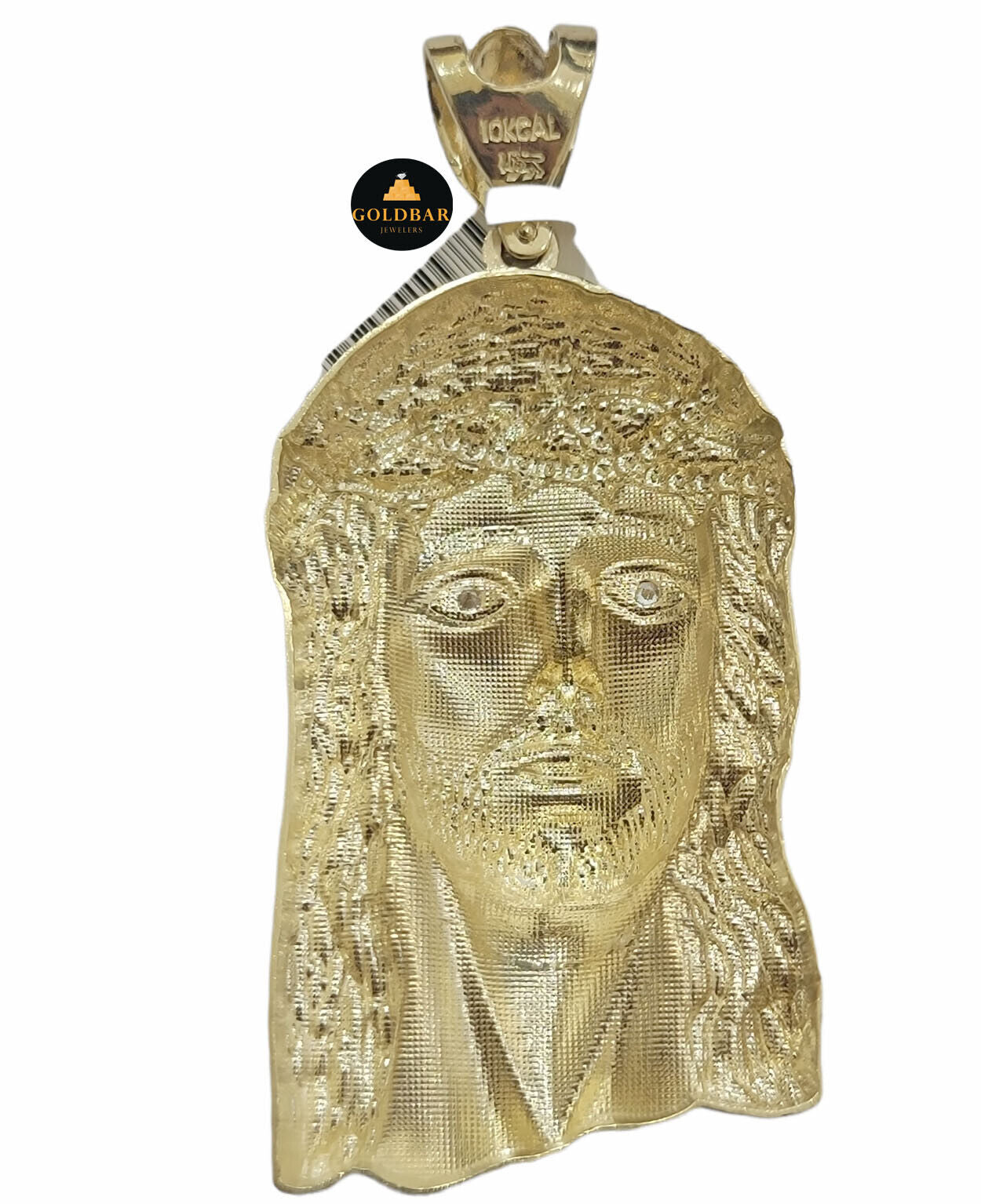 Real 10k Yellow Gold Charm Mens Pendant Jesus Face Head 3" Inch For Chain, 10KT