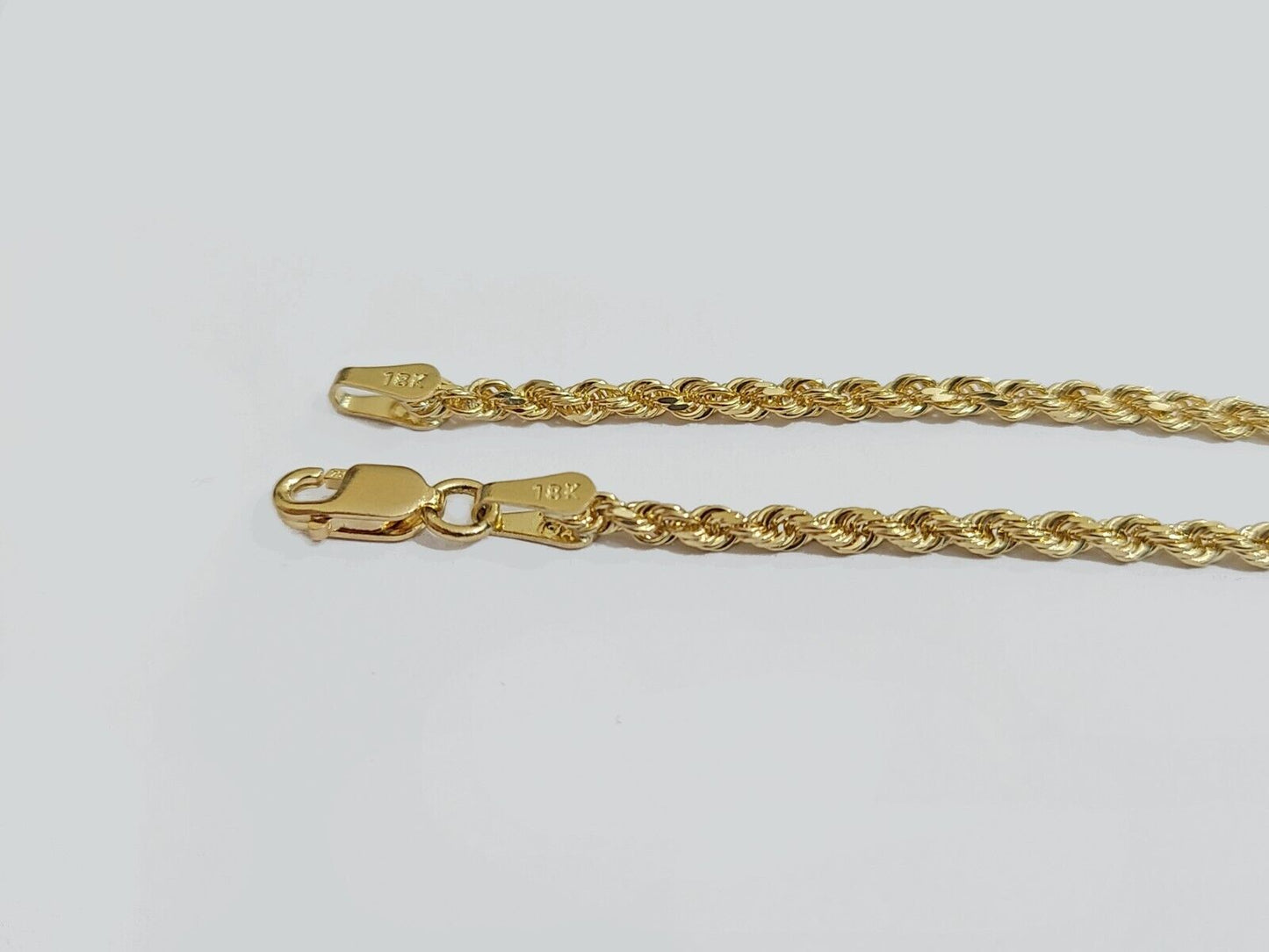 Solid 18k Yellow Gold Necklace Rope Chain 2mm 22'' Inch Real 18kt Men Women SALE
