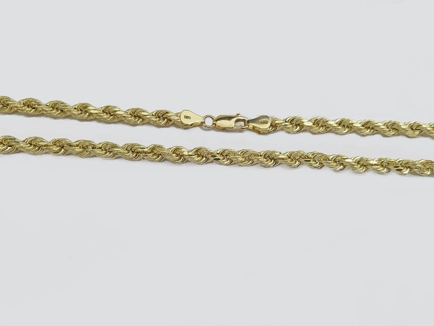 Real 14k Yellow Gold Rope Chain 5mm 26'' Necklace Jesus Cross Charm Pendant 14kt