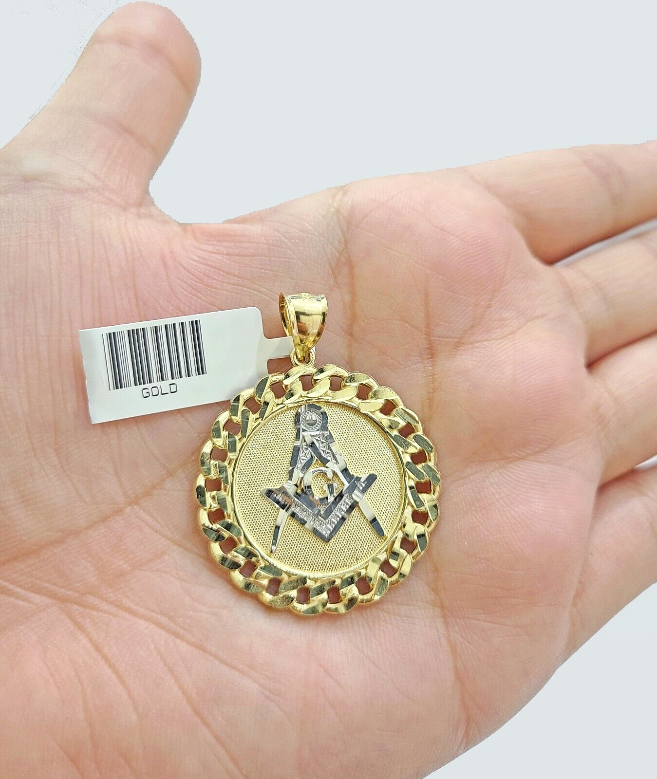 Real 10k Yellow Gold Masonic Charm 1.5'' inches Pendant 10kt for Chain