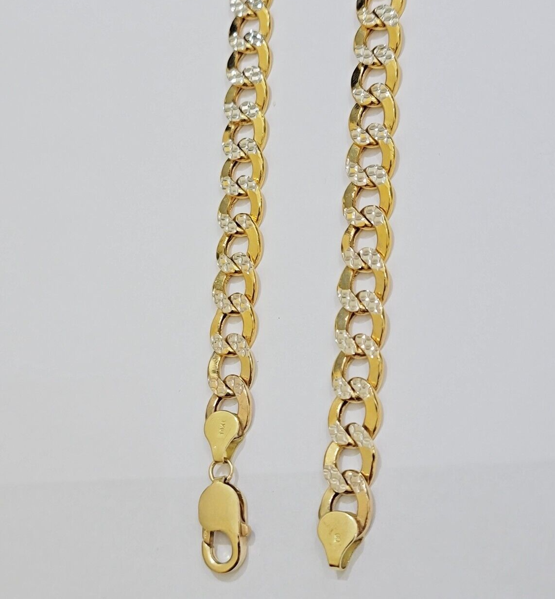 Real 10k Yellow Gold Chain Curb Link Necklace 10mm 22 Inch Diamond