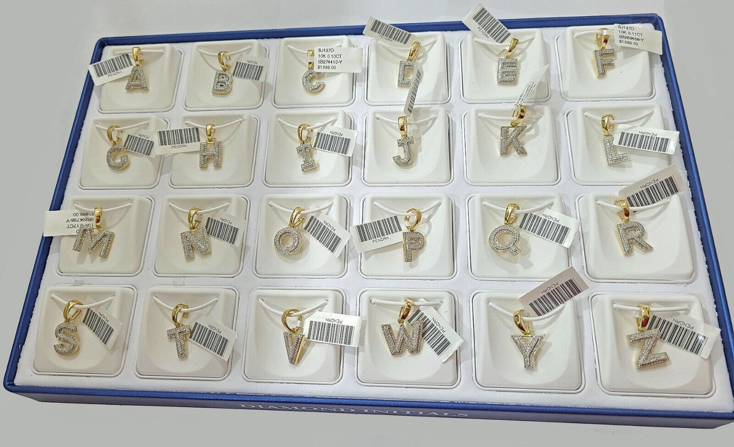 Real 10K Yellow Gold Initials Diamond Cut Charm A-Z Pendant Alphabets