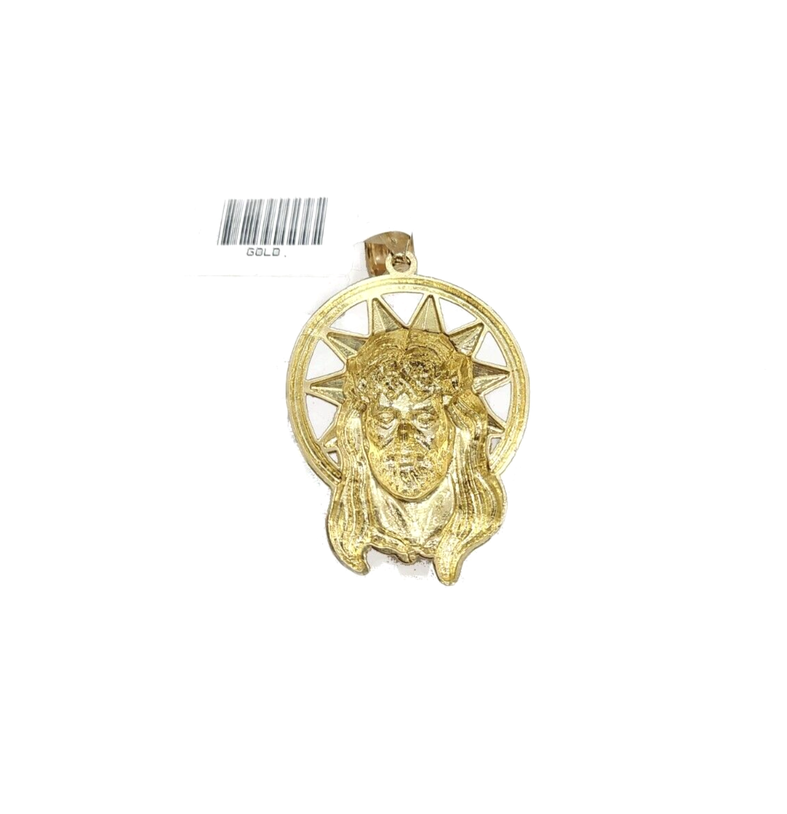 10k Gold Circular Jesus Star Head Charm Rope Chain Necklace 6mm 30'' Set Pendant