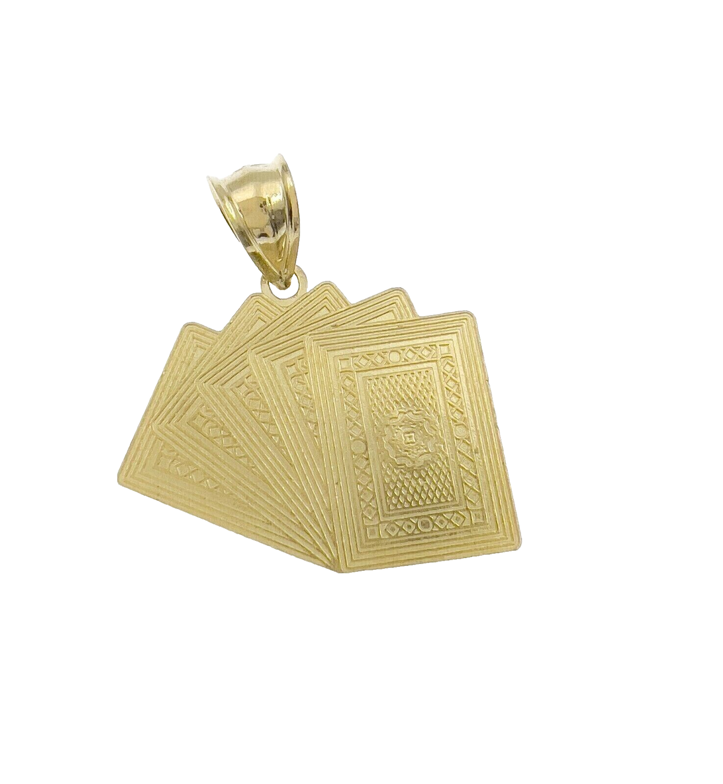 10k Yellow Gold Card Charm Royal Flush Pendant 1'' Necklace Chain SALE 10kt Real